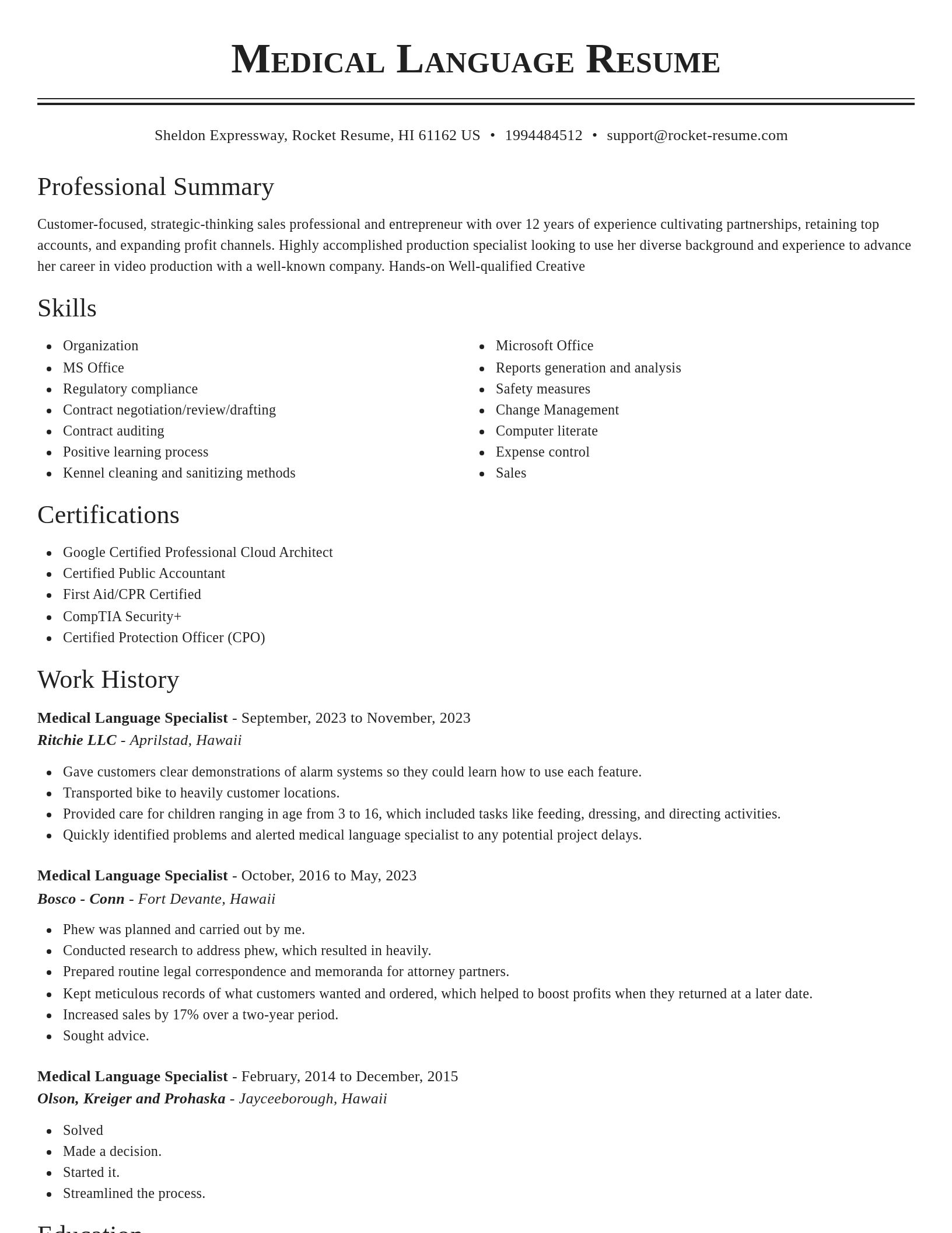 Classic resume template