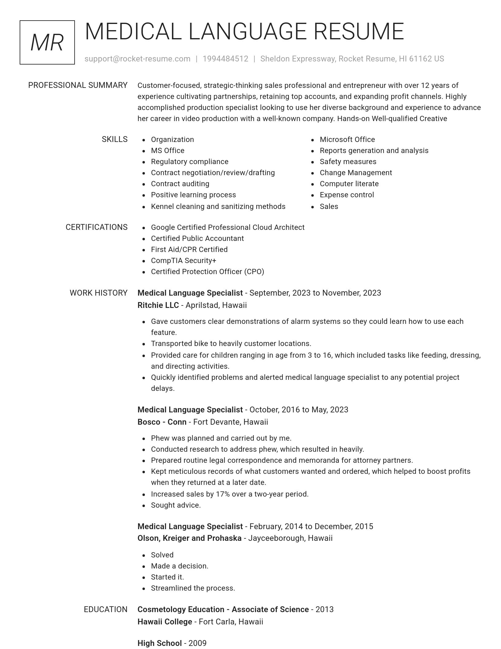 Renowned resume template