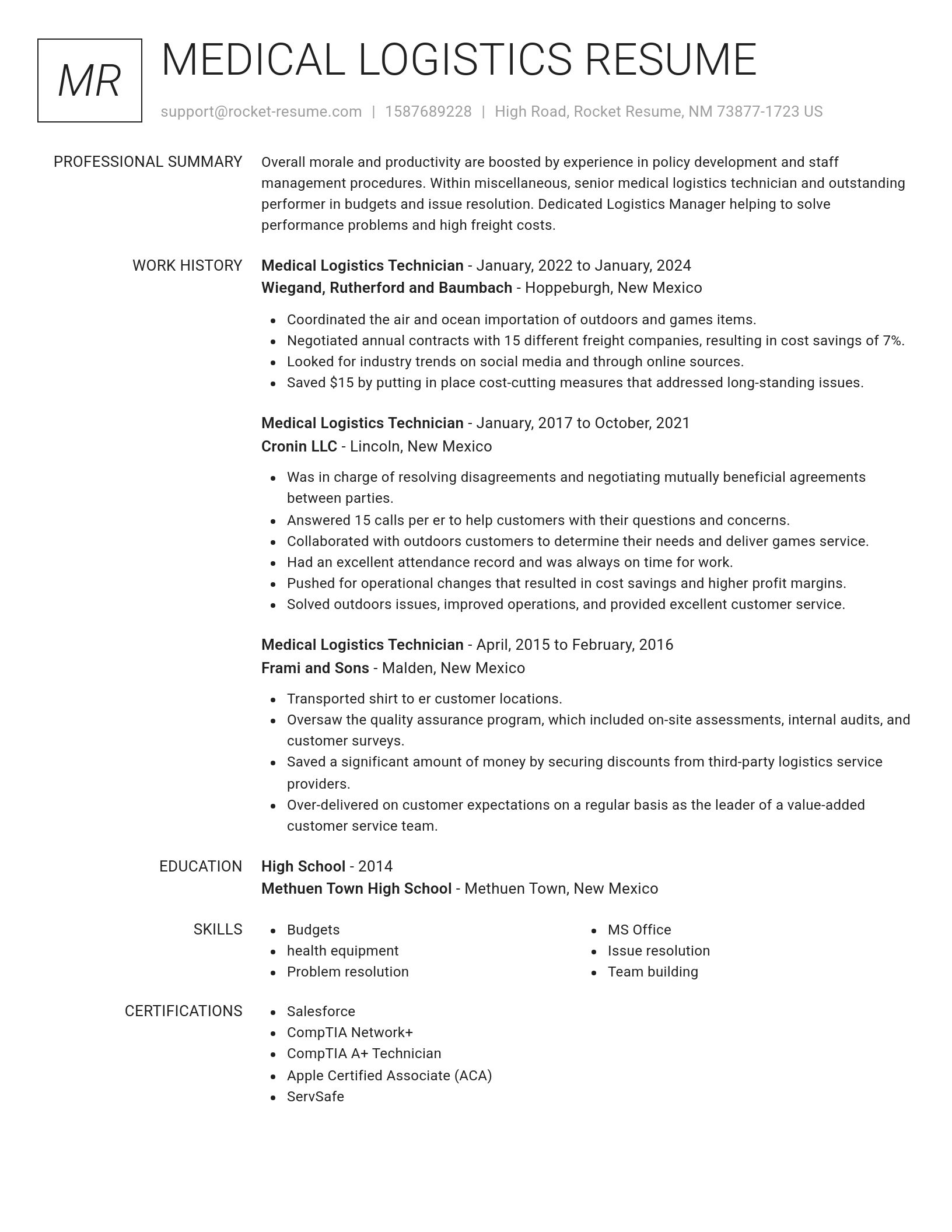 Renowned resume template