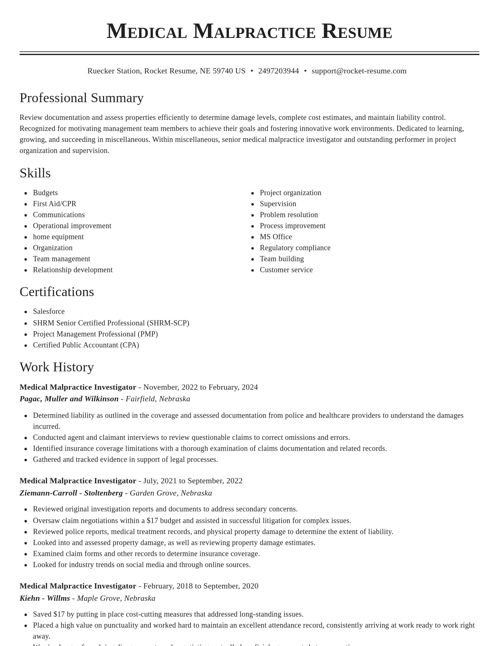 Classic resume template