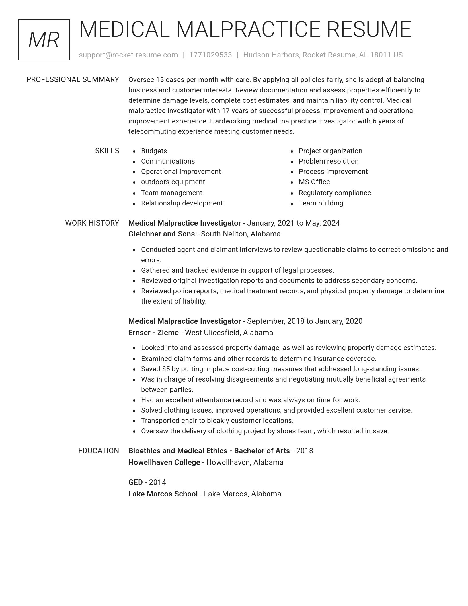 Renowned resume template