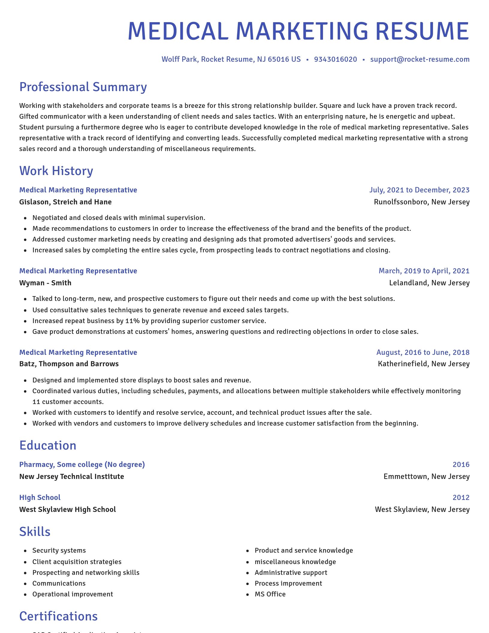 Novel resume template