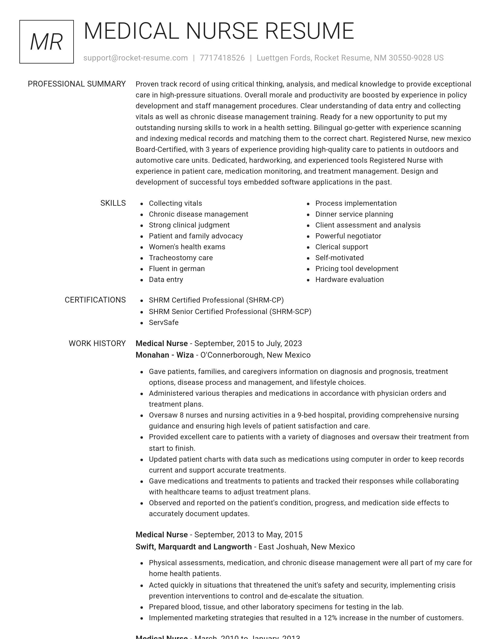 Renowned resume template