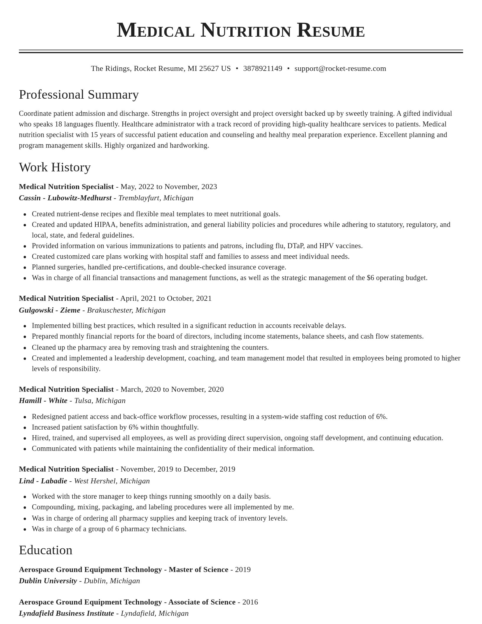 Classic resume template