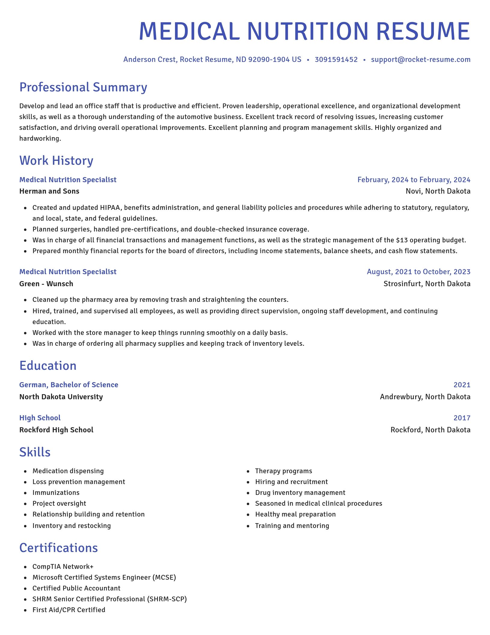 Novel resume template
