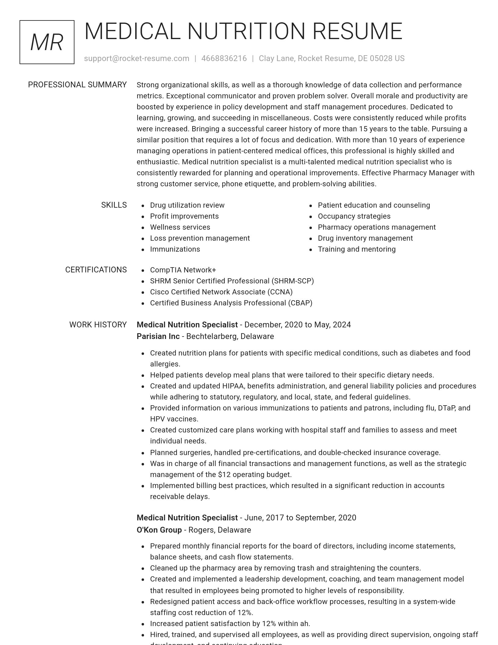 Renowned resume template