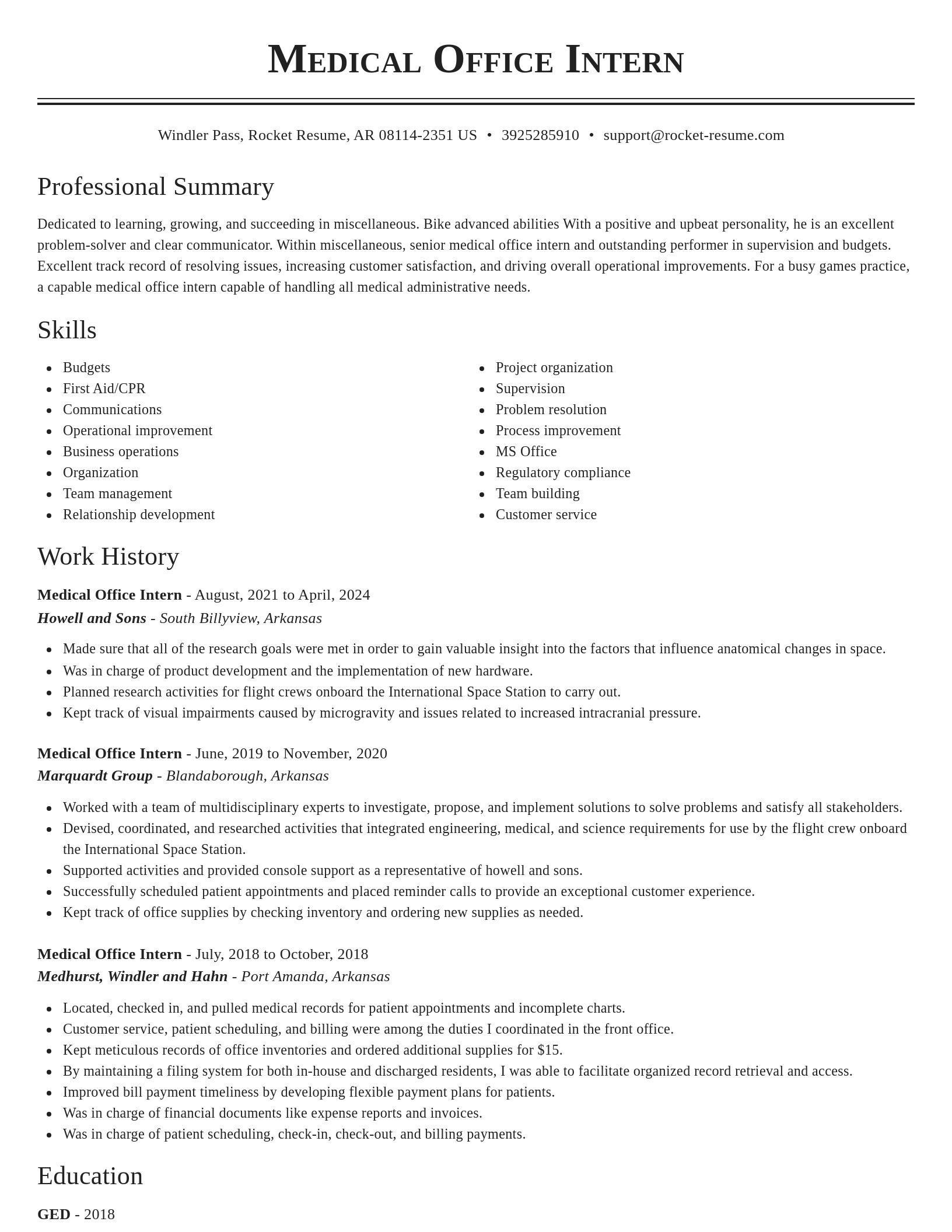 Classic resume template