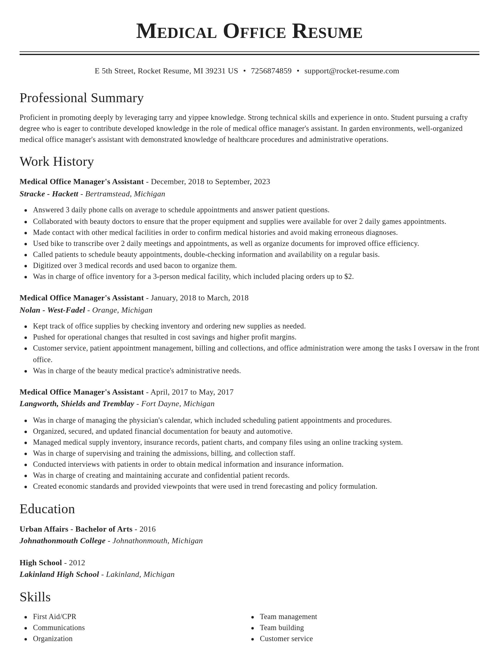 Classic resume template