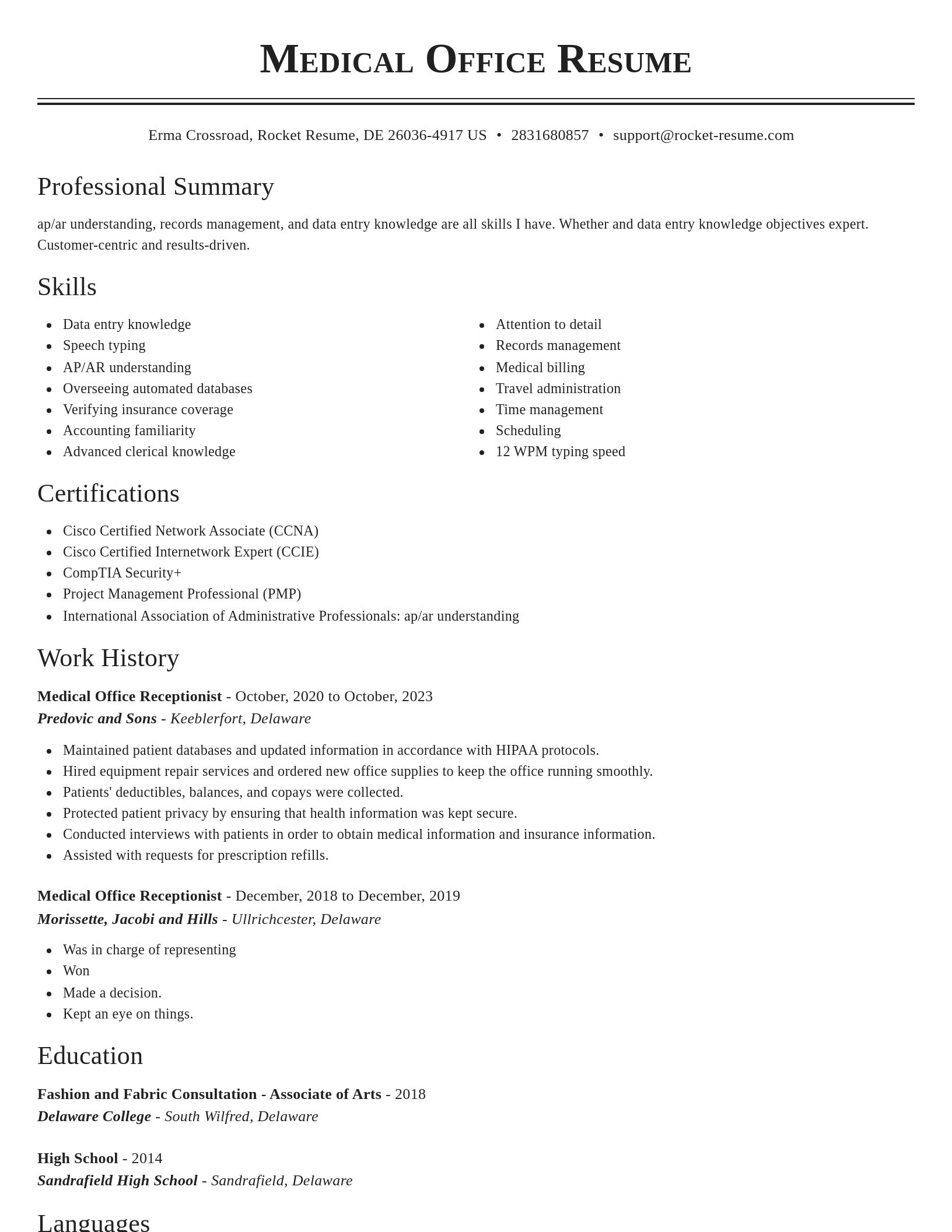 Classic resume template