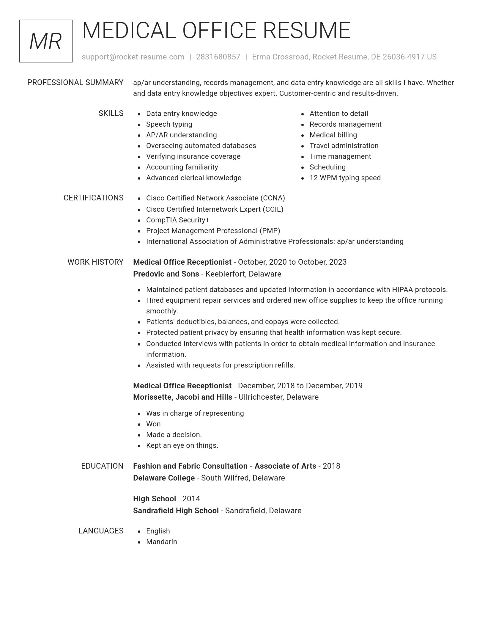 Renowned resume template