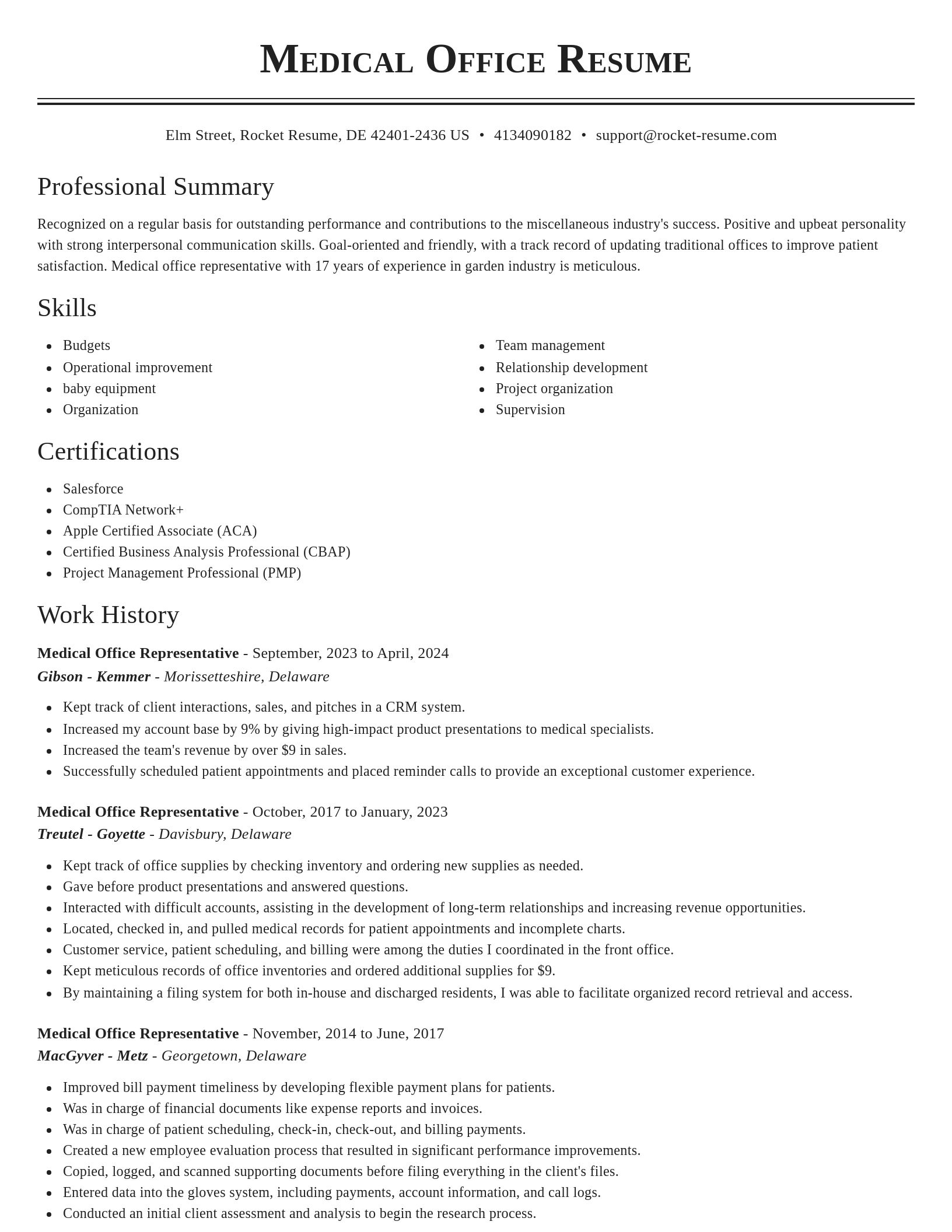 Classic resume template
