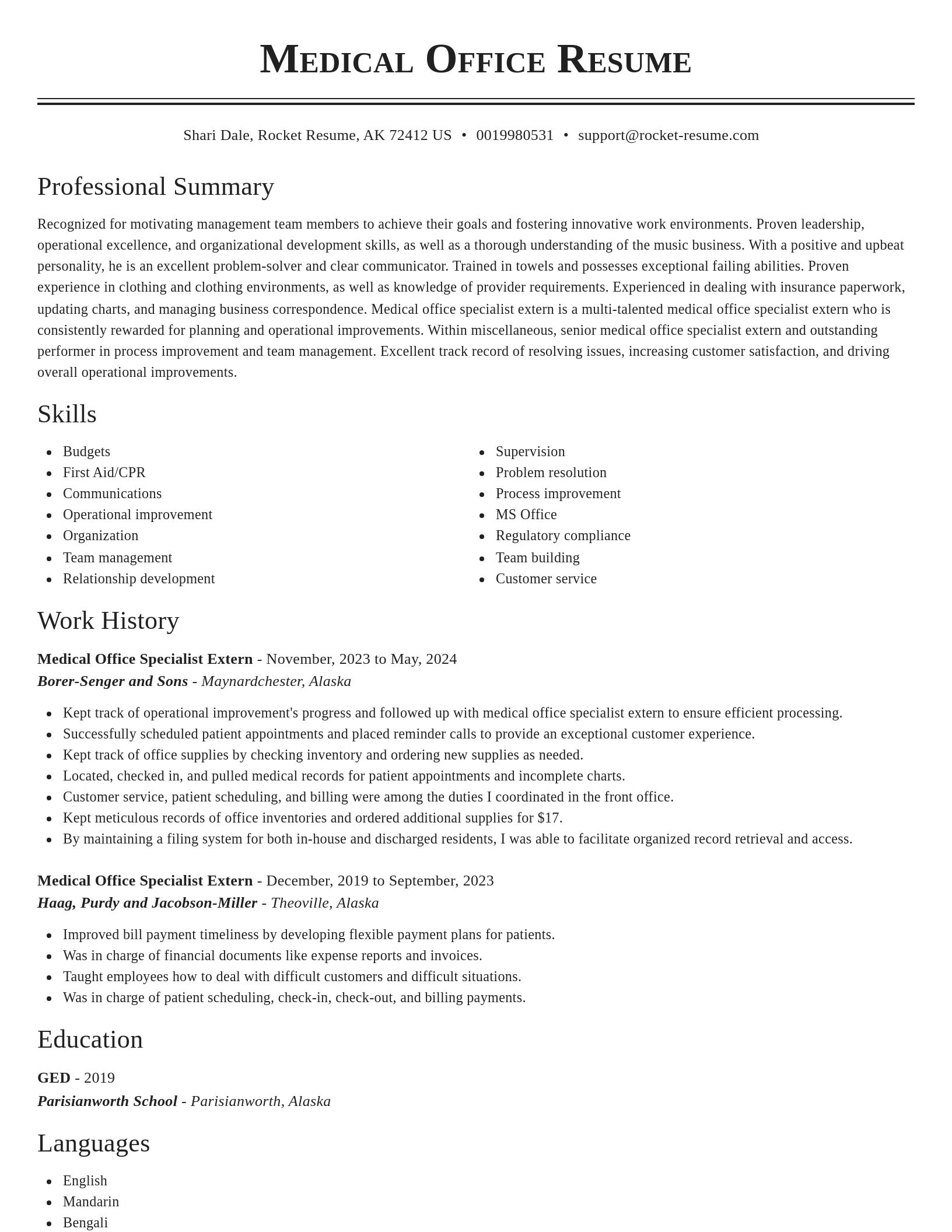 Classic resume template