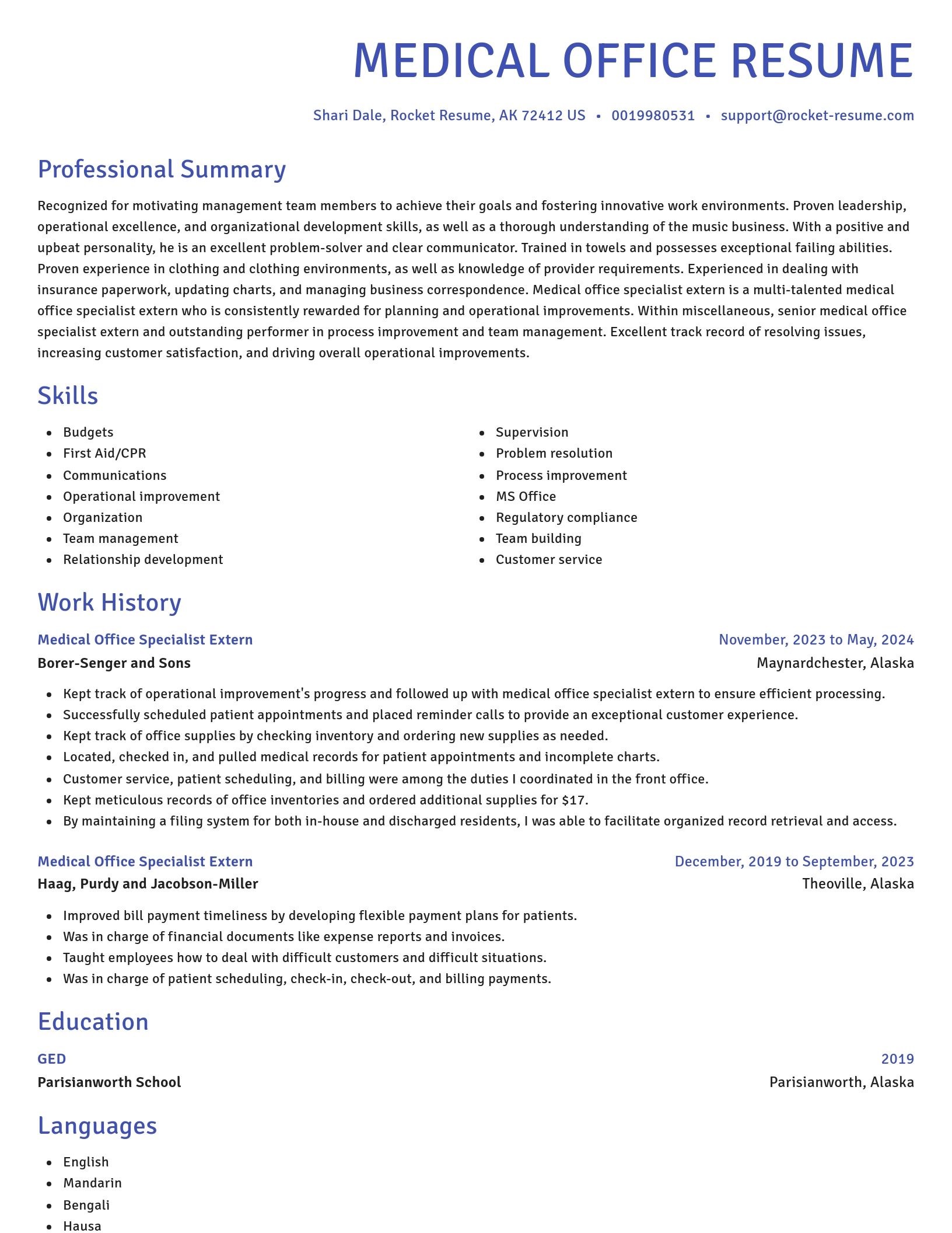 Novel resume template