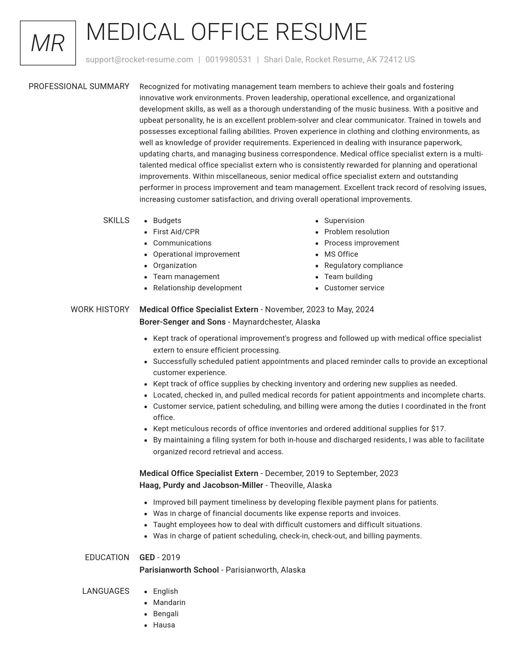Renowned resume template