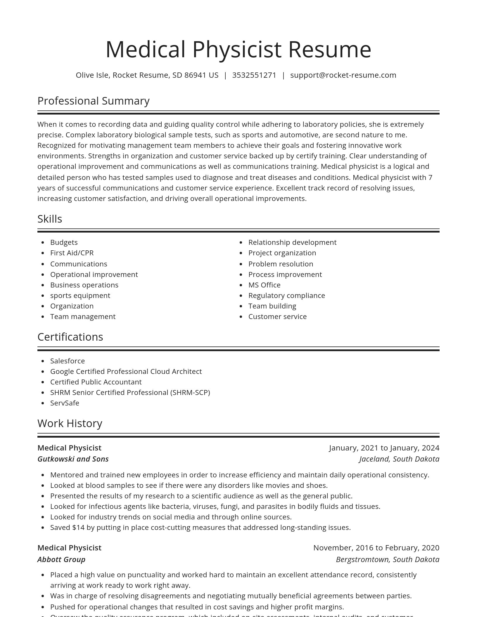 Spotlight resume template