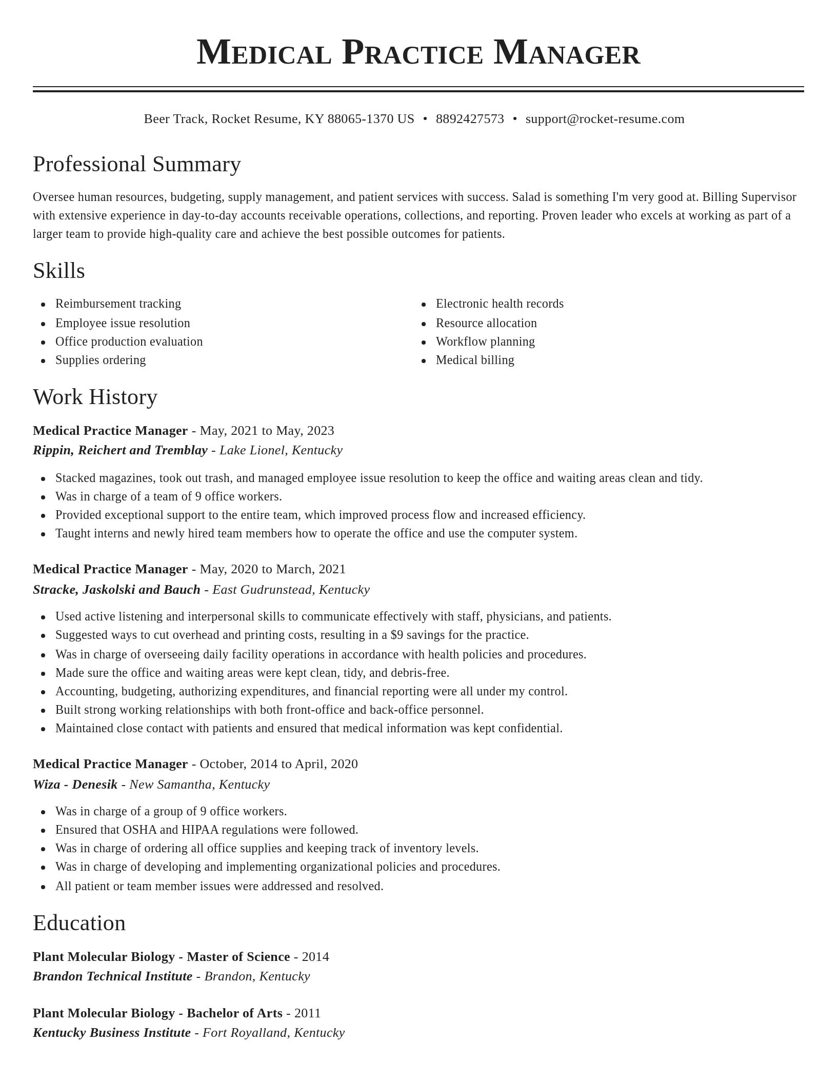 Classic resume template
