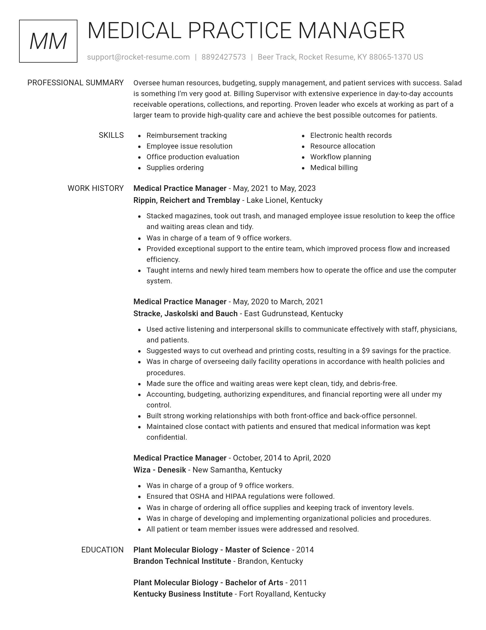 Renowned resume template