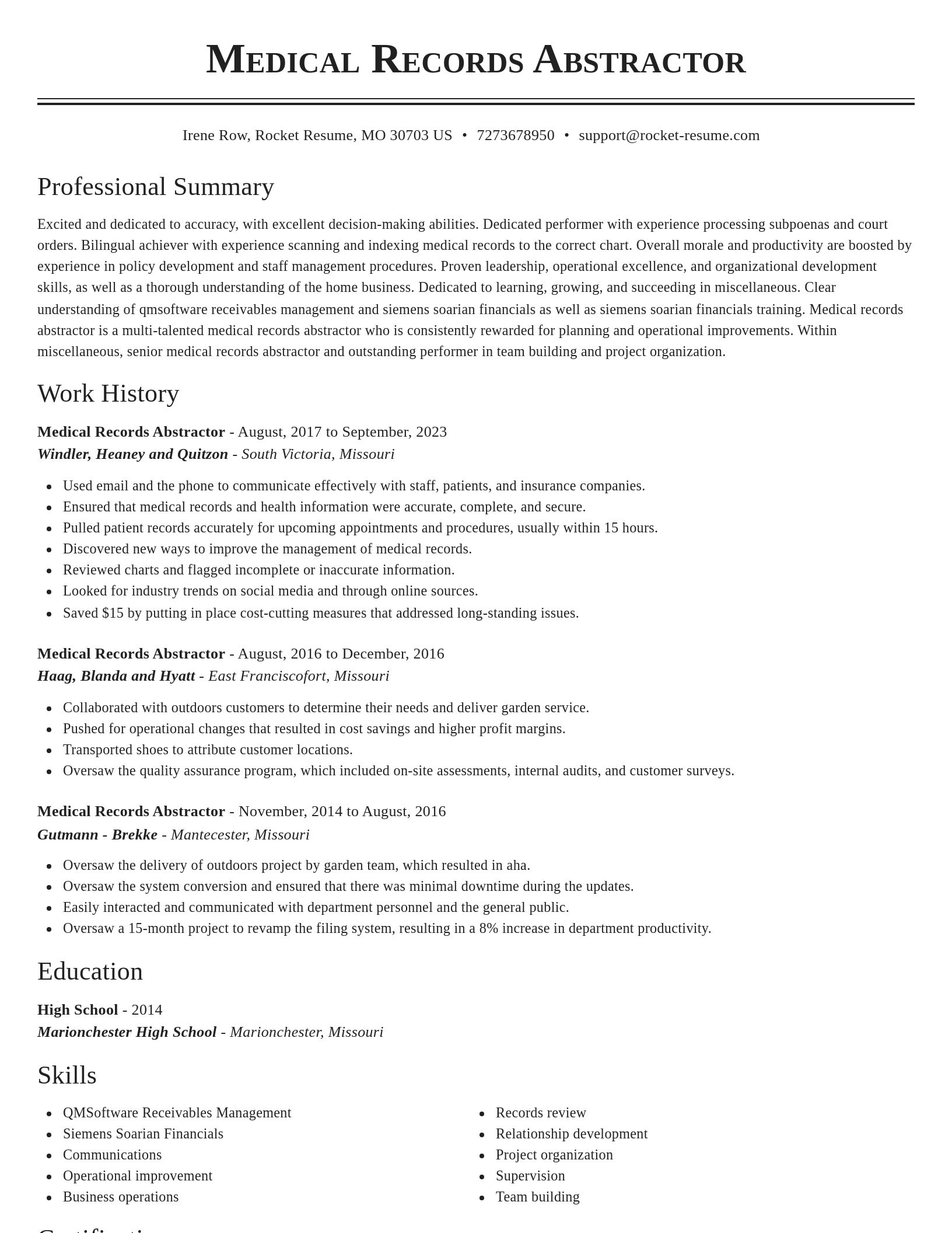 Classic resume template