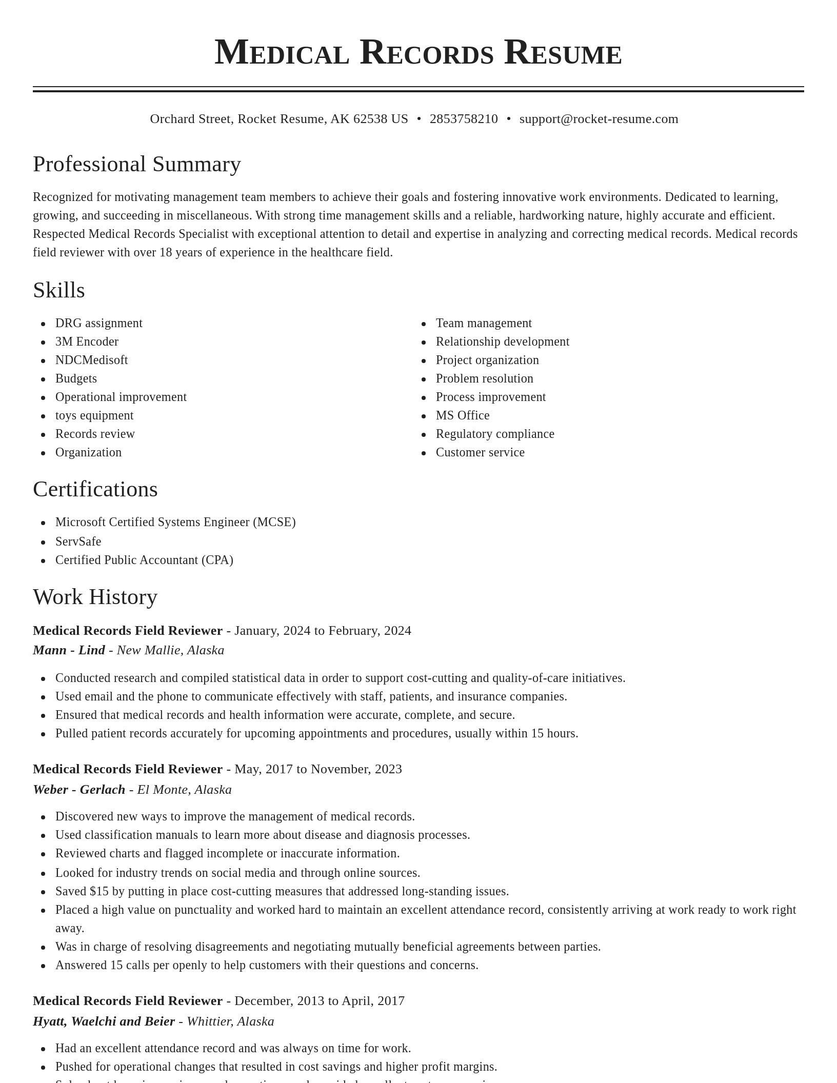 Classic resume template