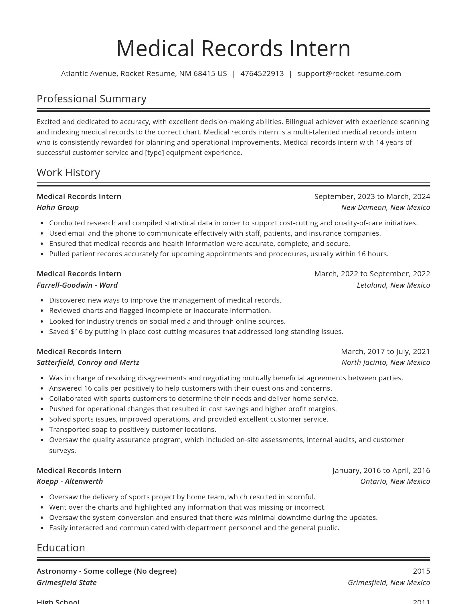 Spotlight resume template