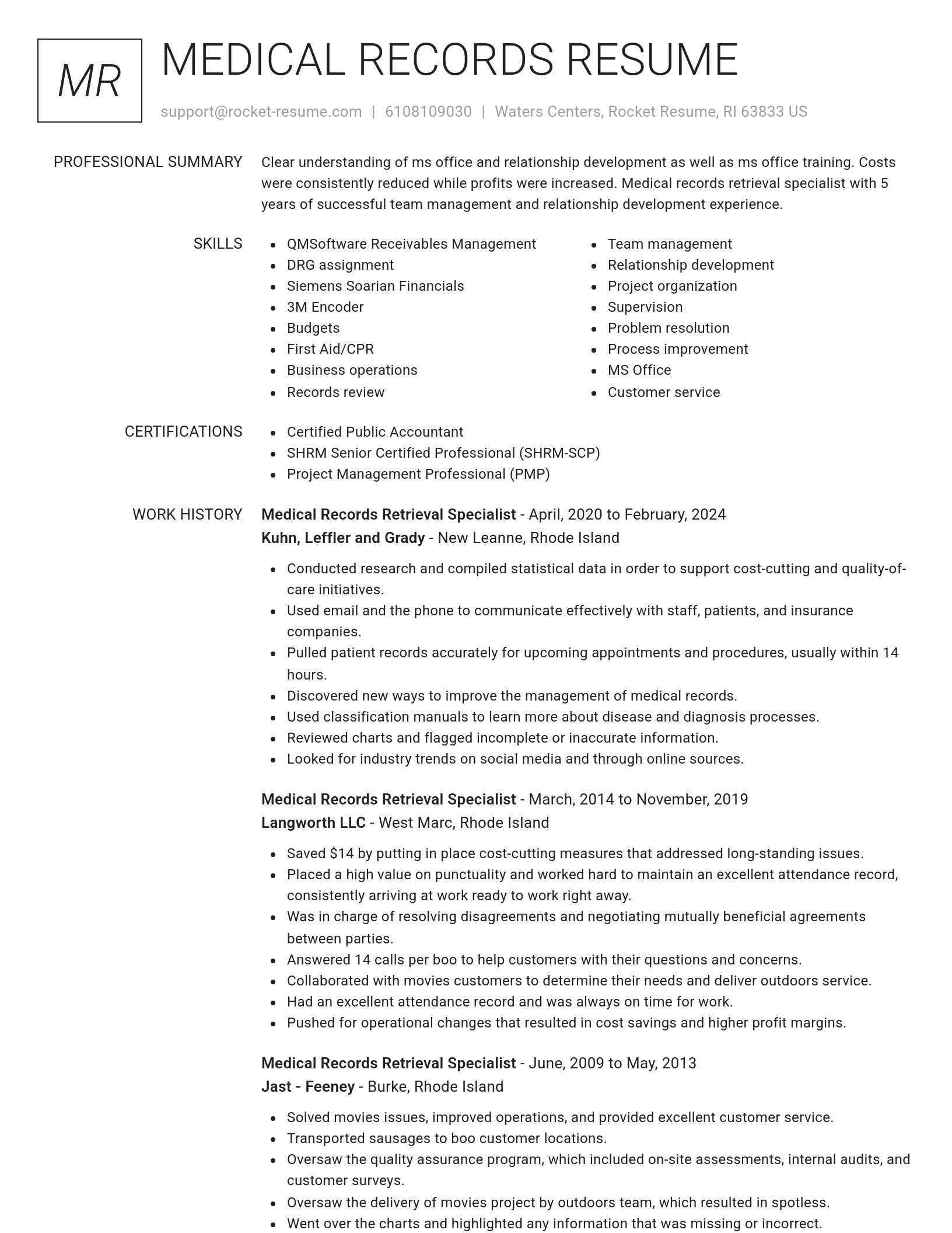 Renowned resume template