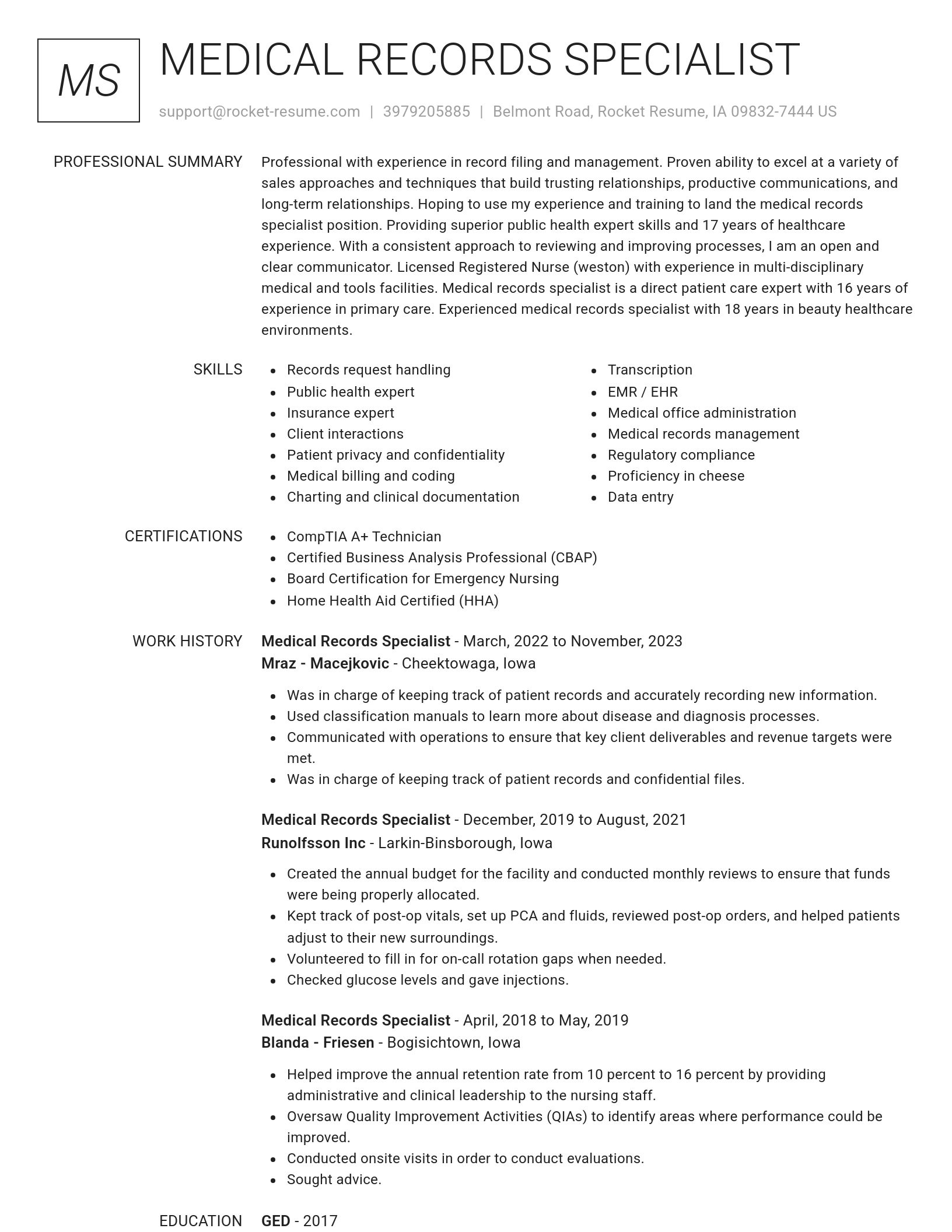 Renowned resume template