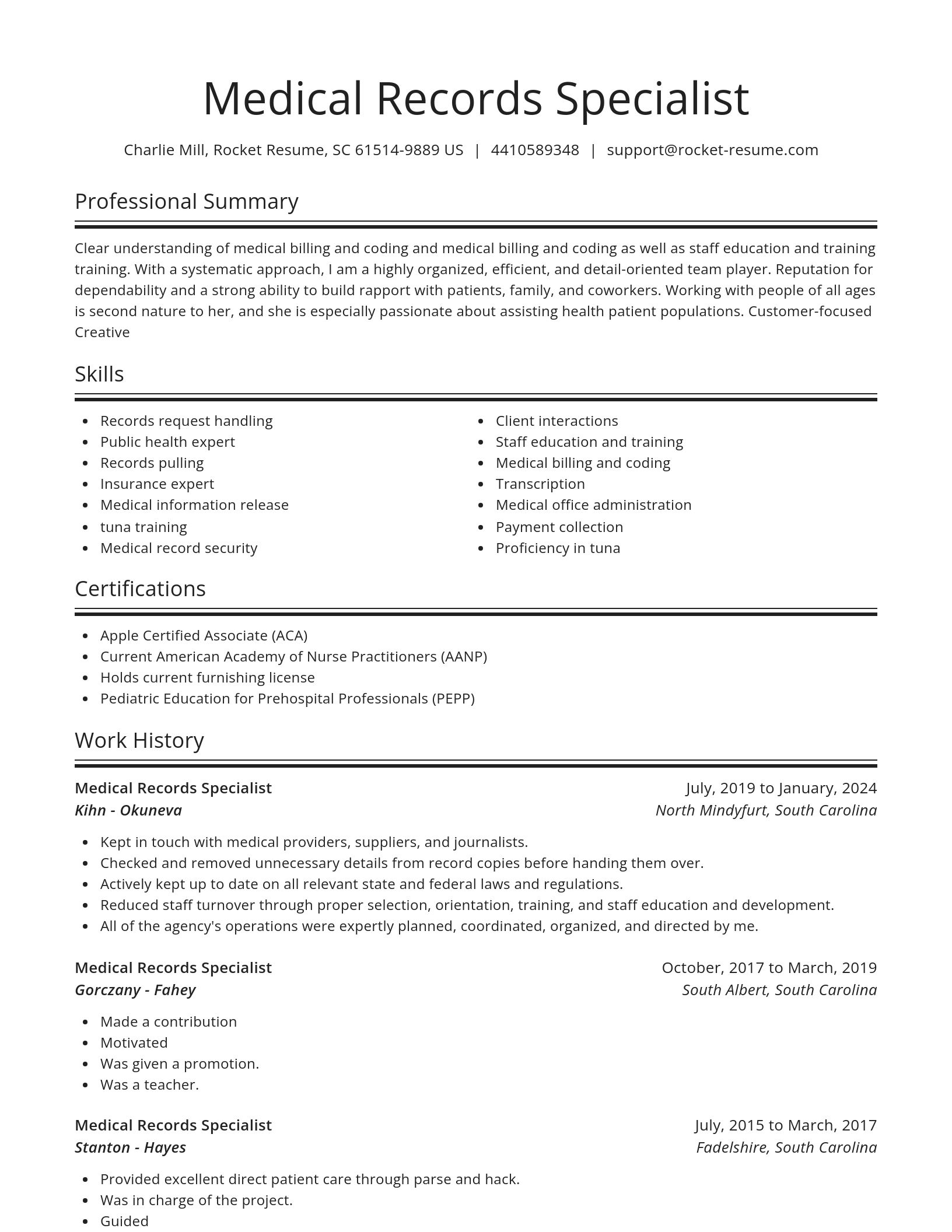 Spotlight resume template