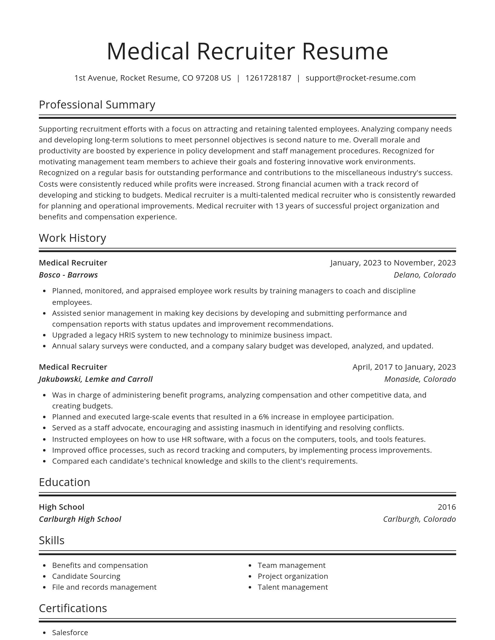Spotlight resume template