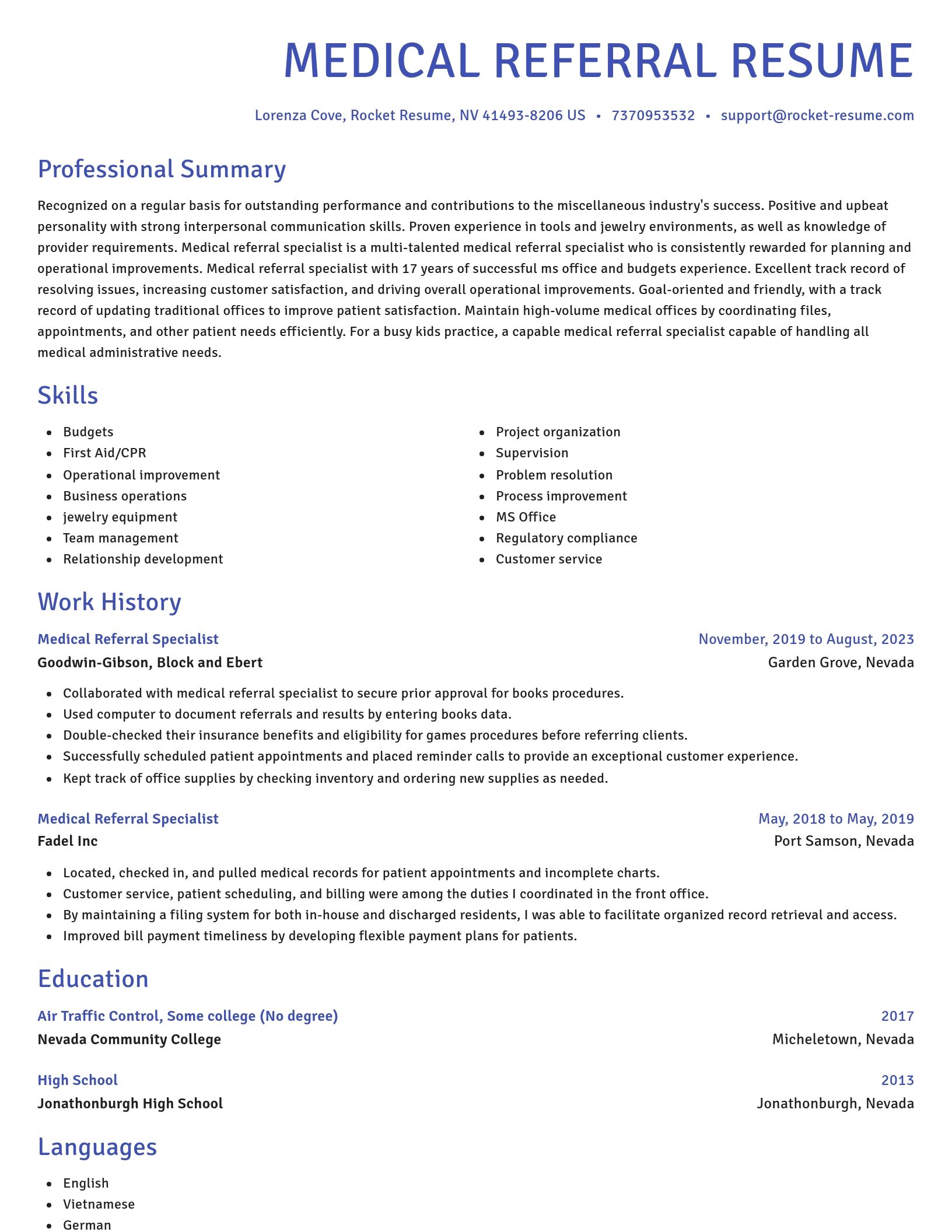 Novel resume template