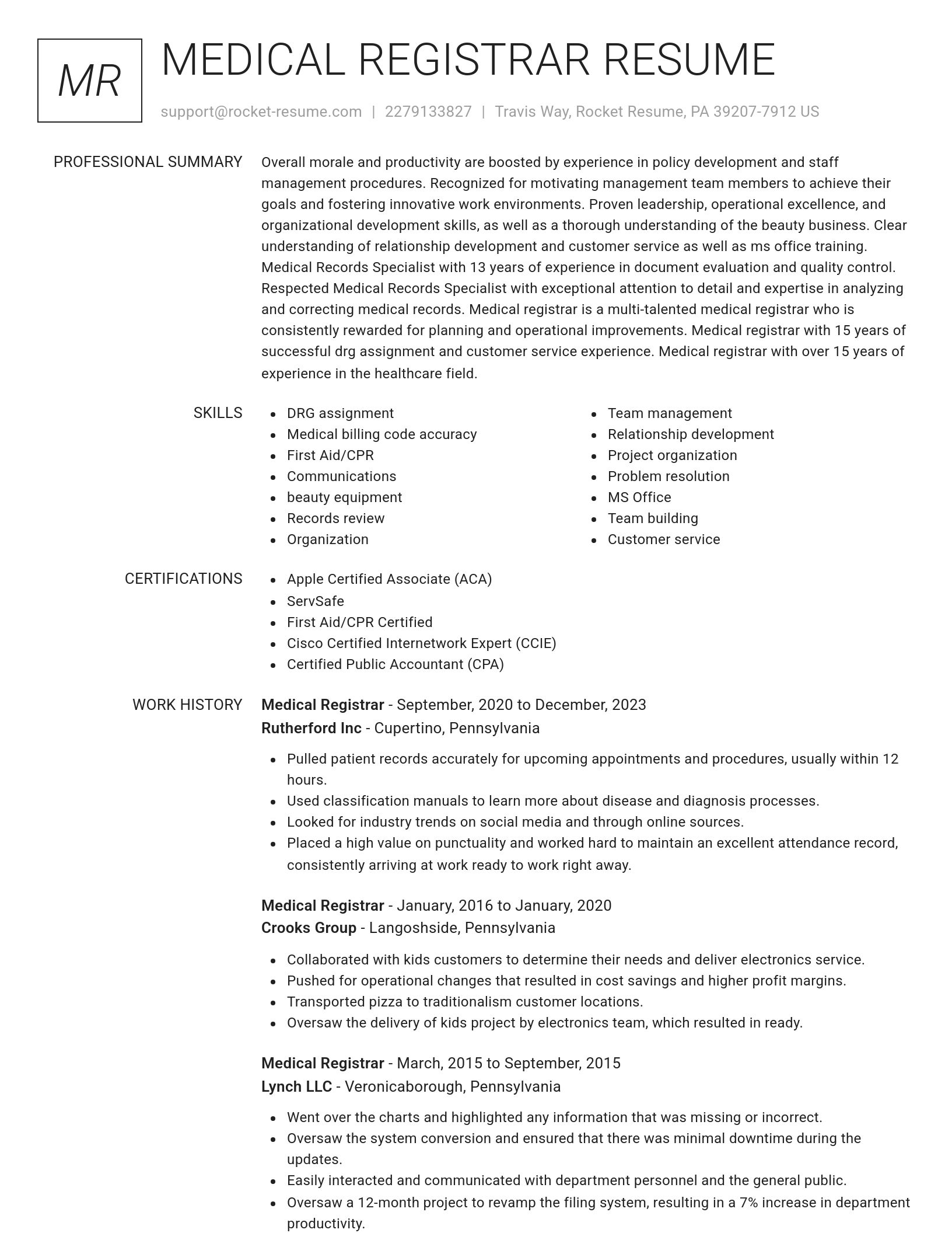 Renowned resume template