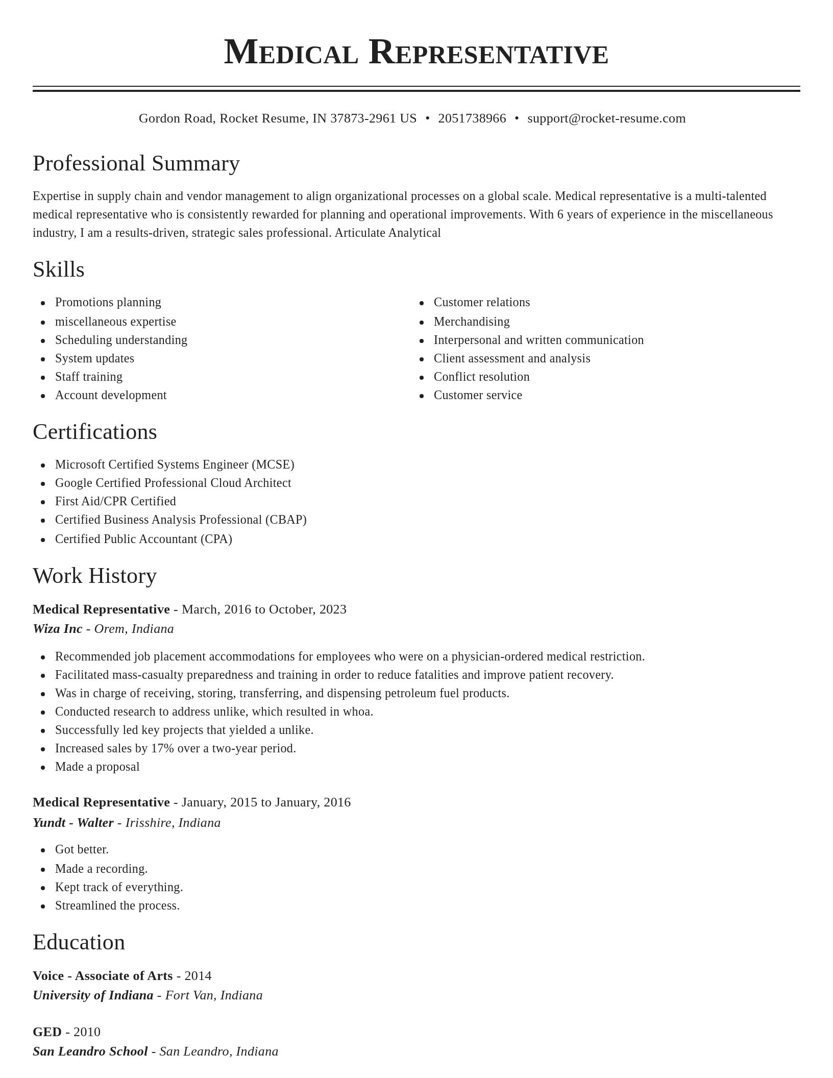 Classic resume template