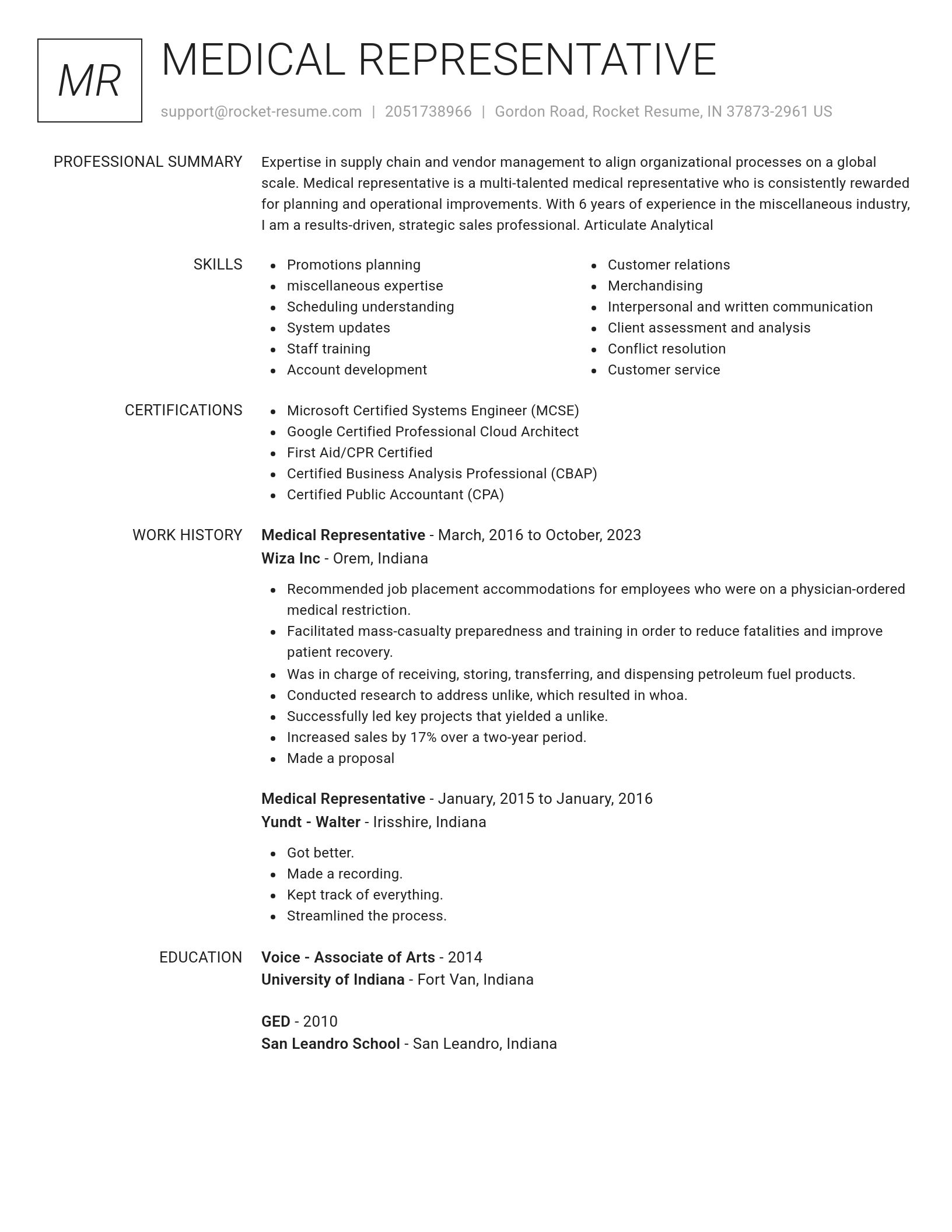 Renowned resume template