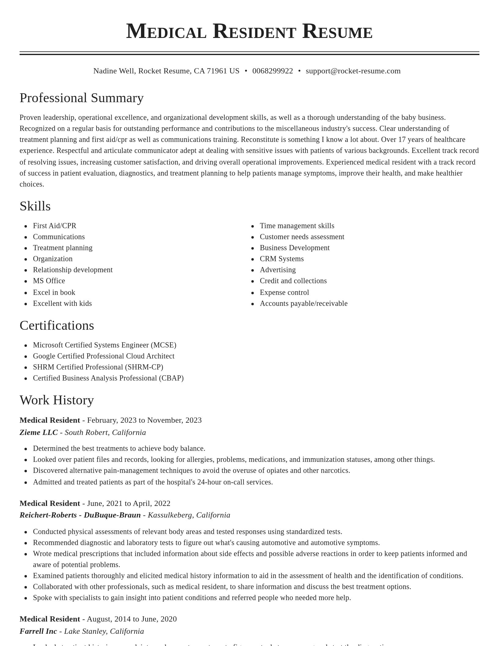 Classic resume template