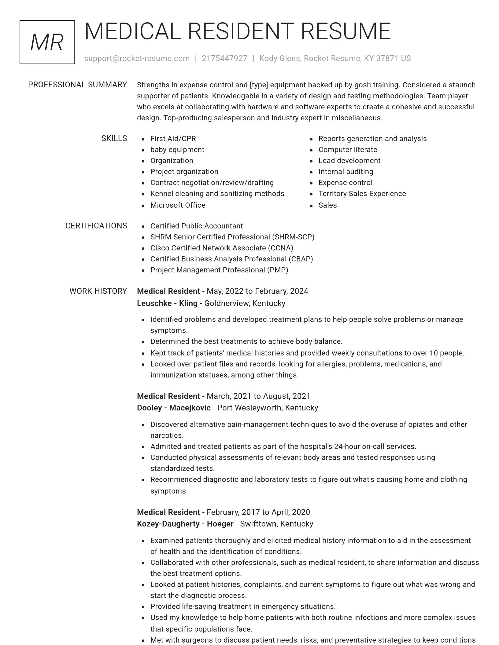 Renowned resume template