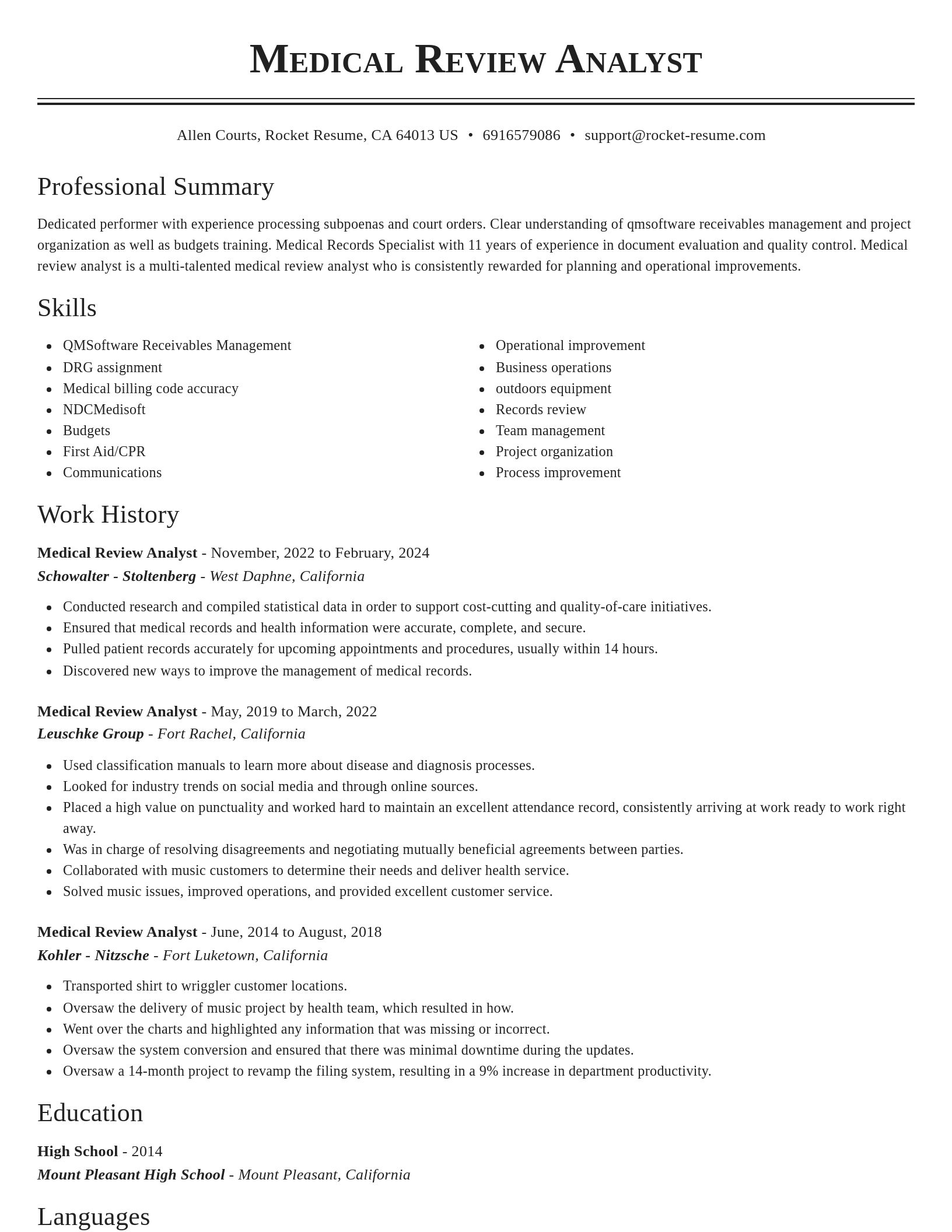 Classic resume template
