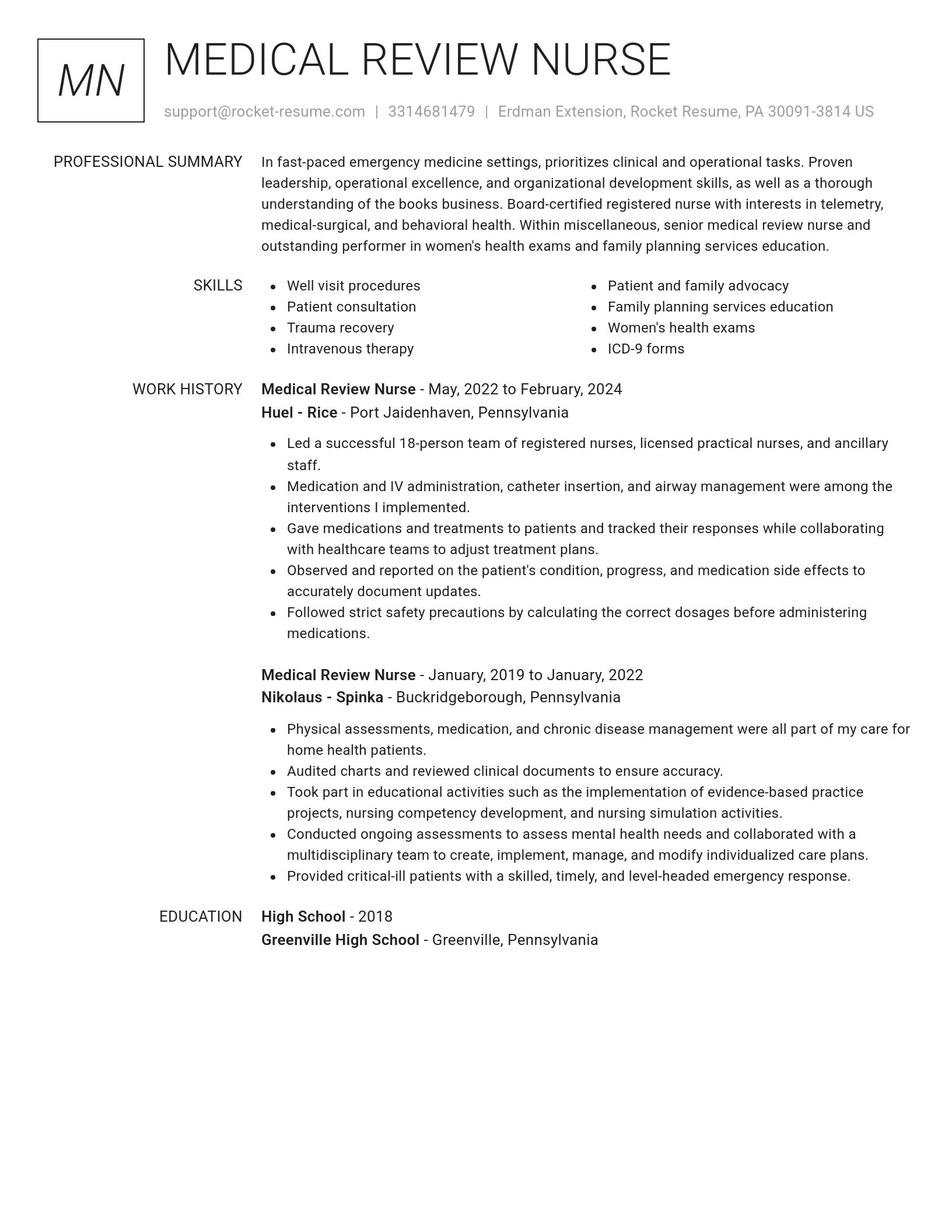 Renowned resume template