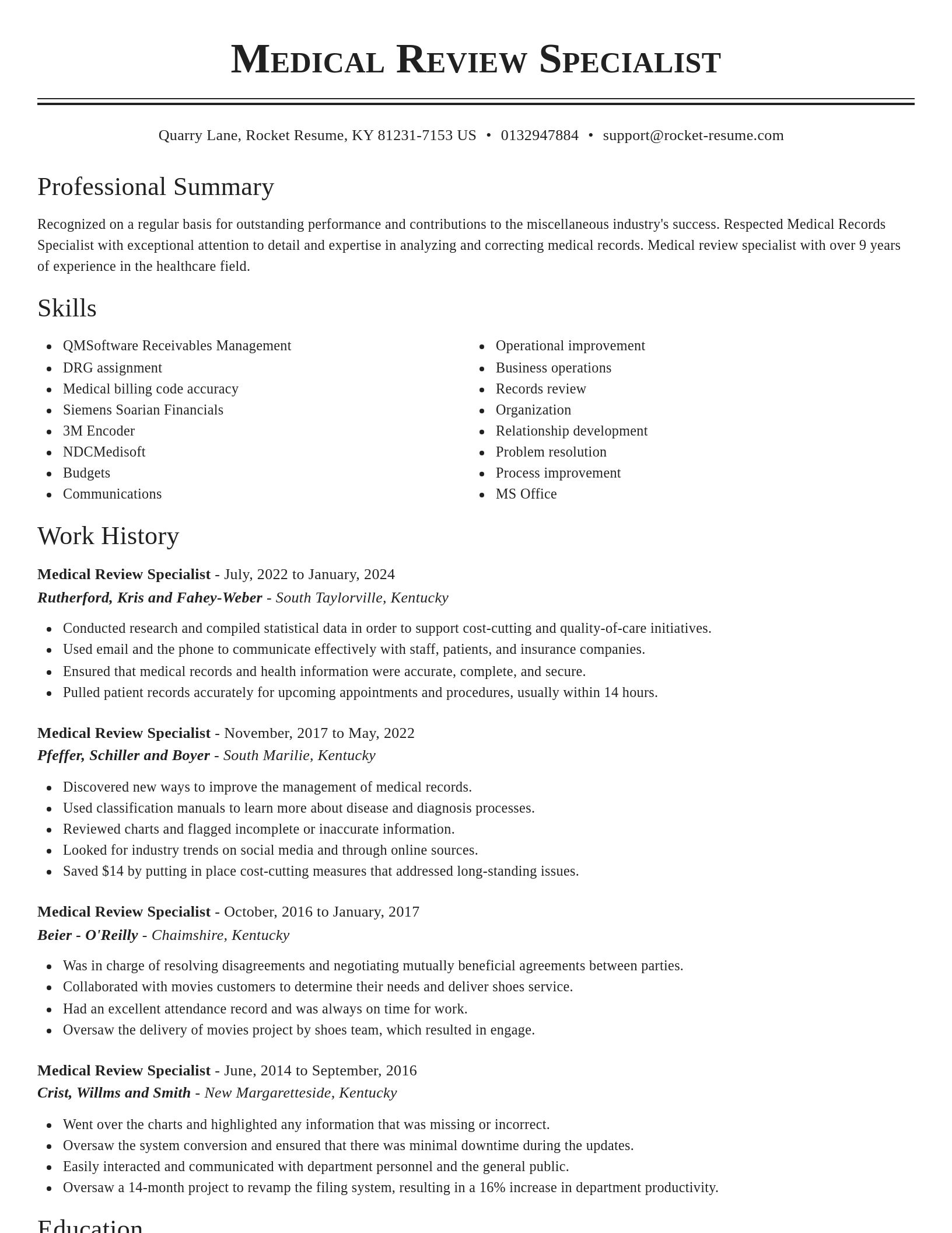 Classic resume template