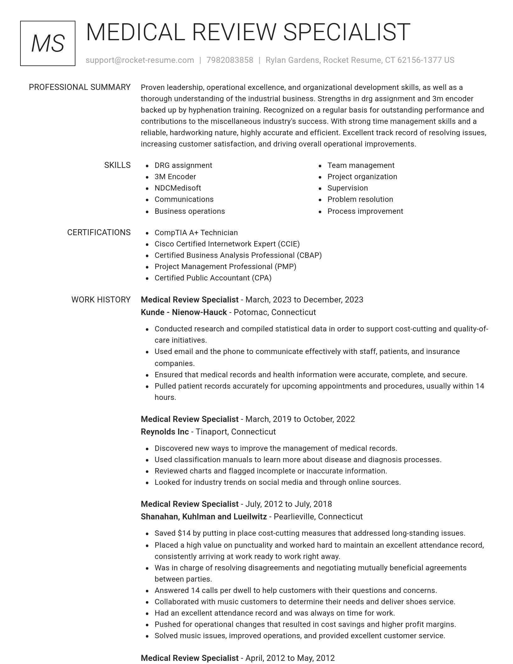 Renowned resume template