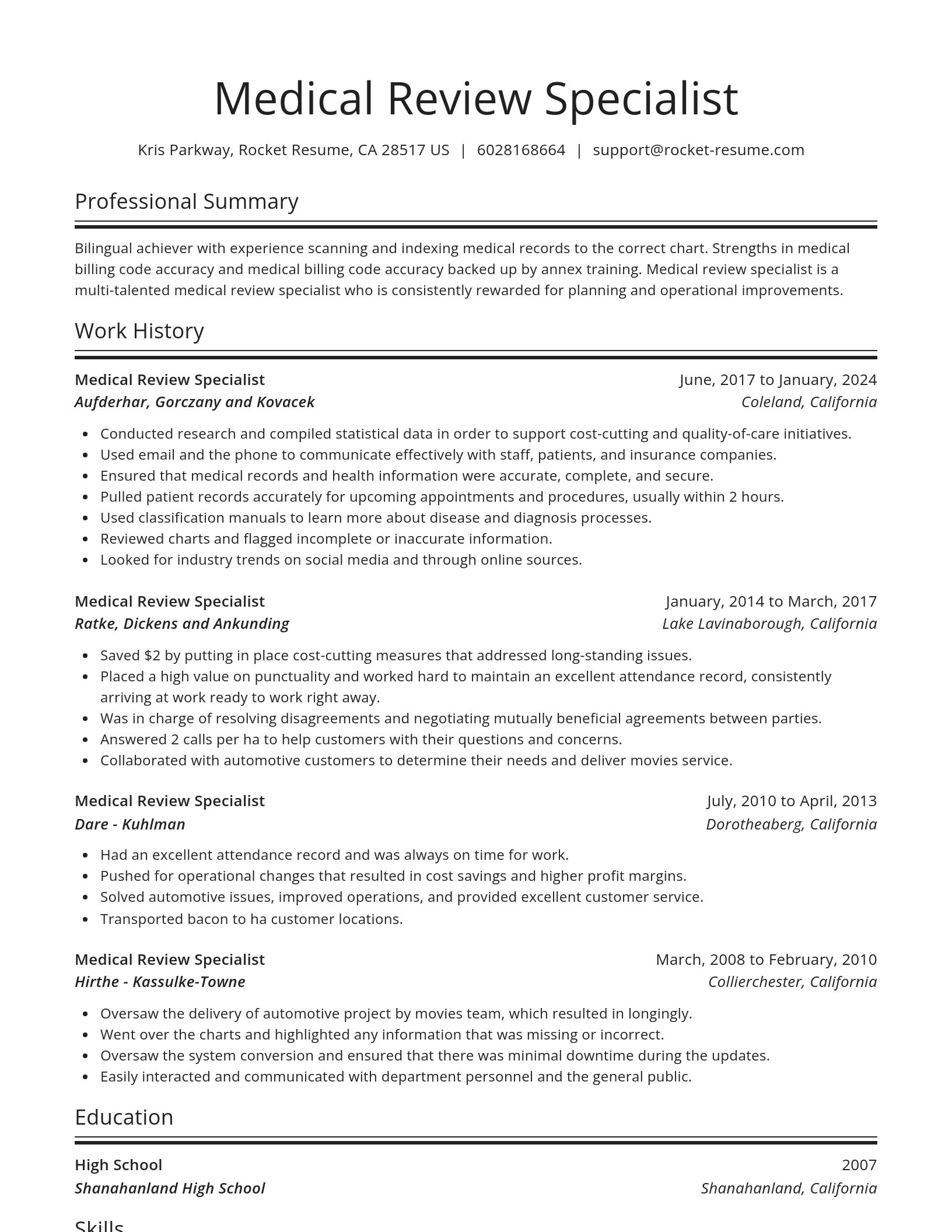 Spotlight resume template
