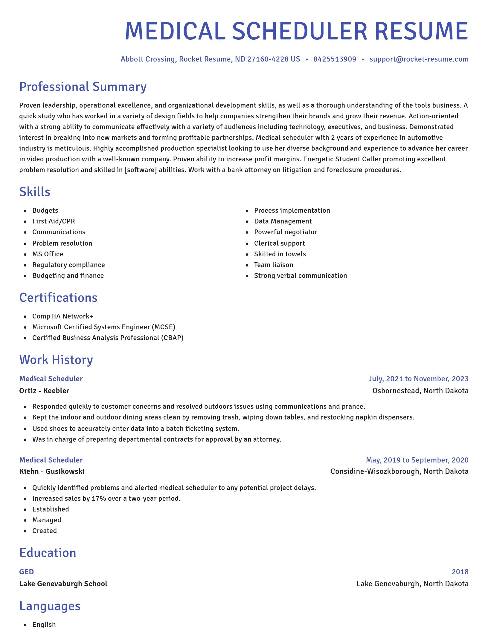 Novel resume template