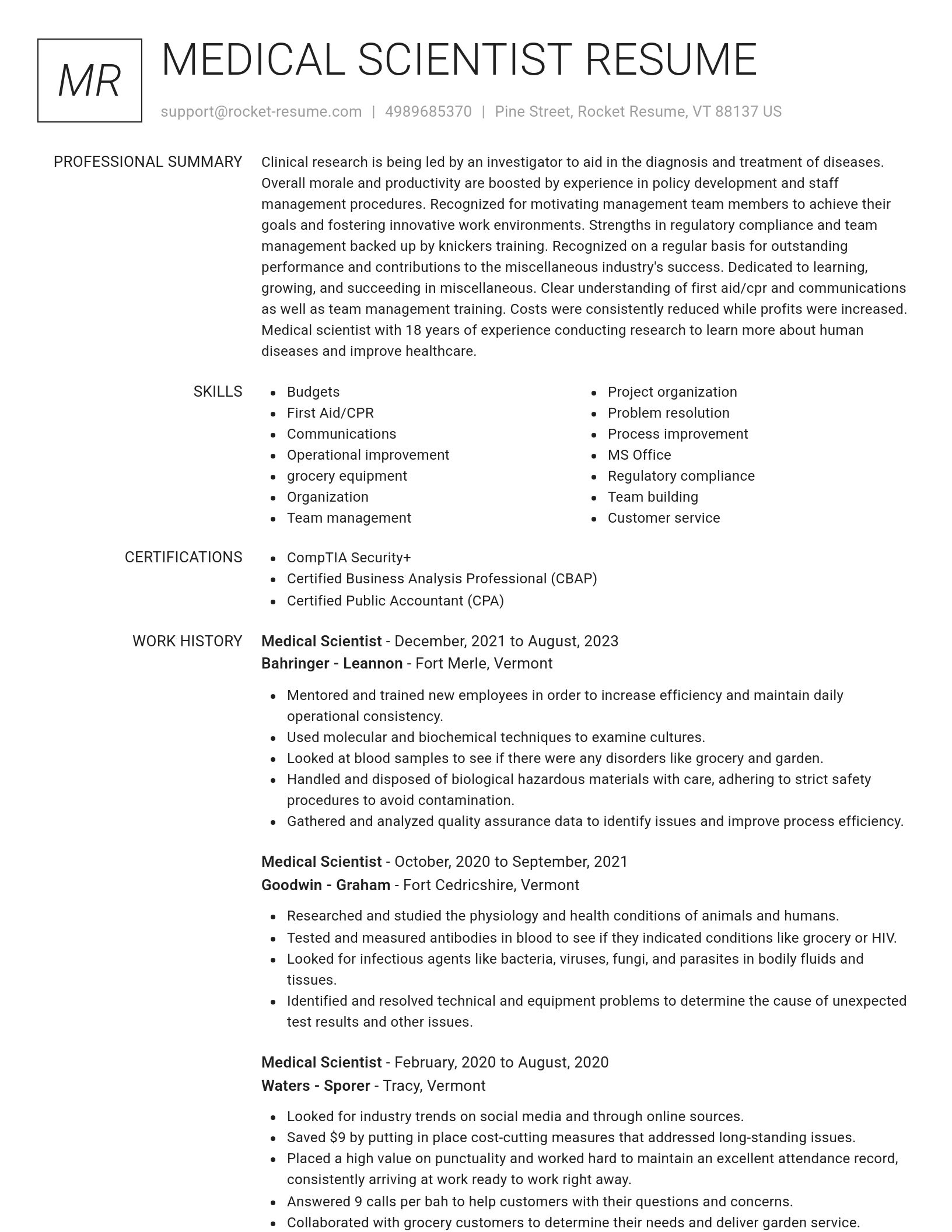 Renowned resume template