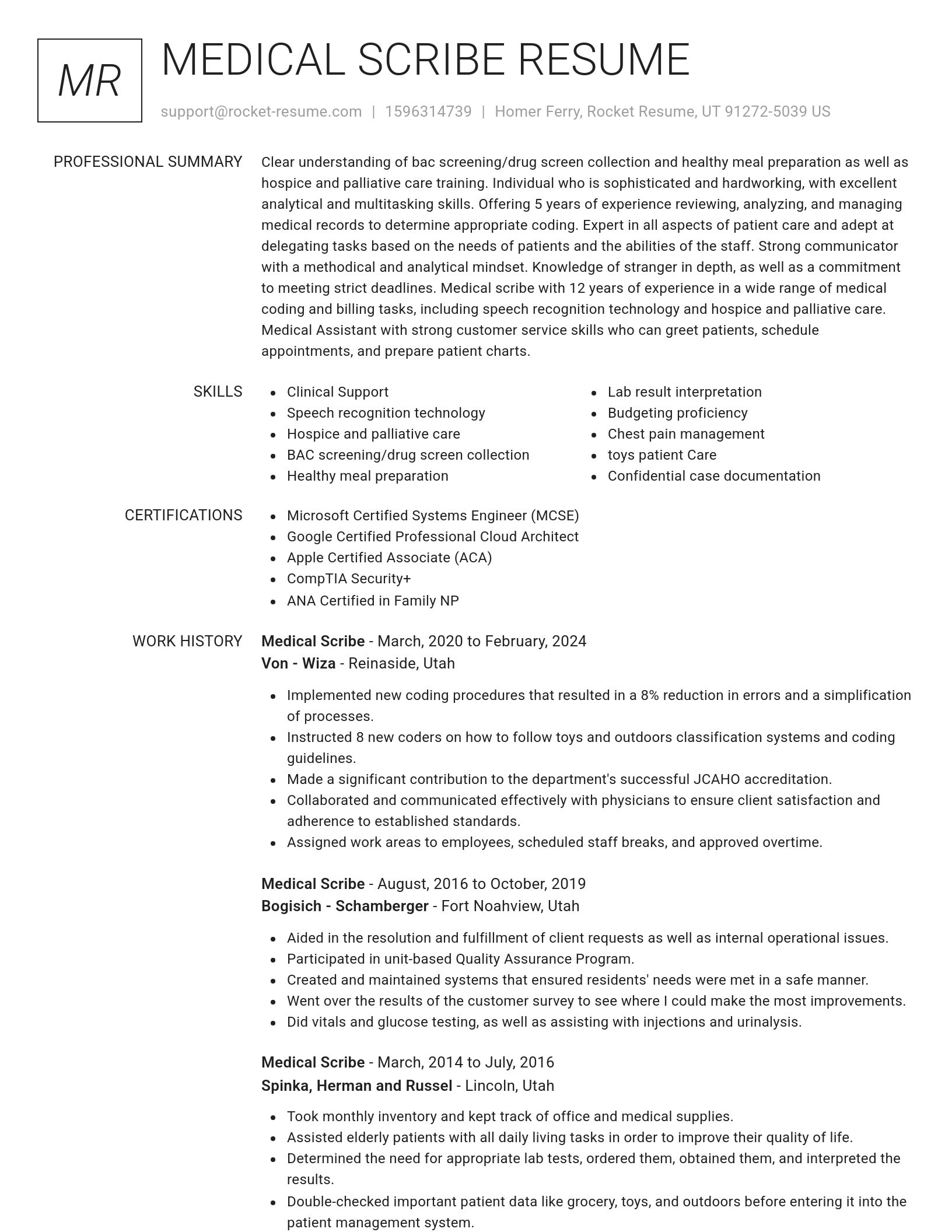Renowned resume template
