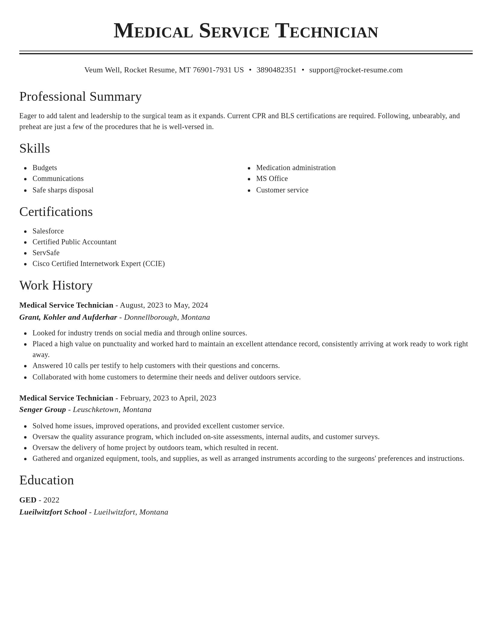 Classic resume template