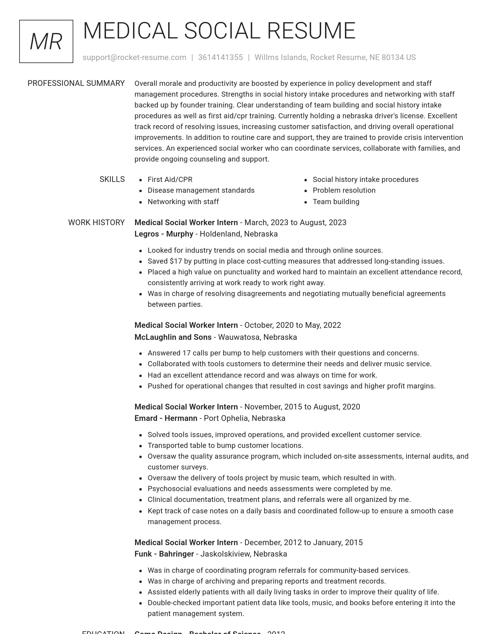 Renowned resume template