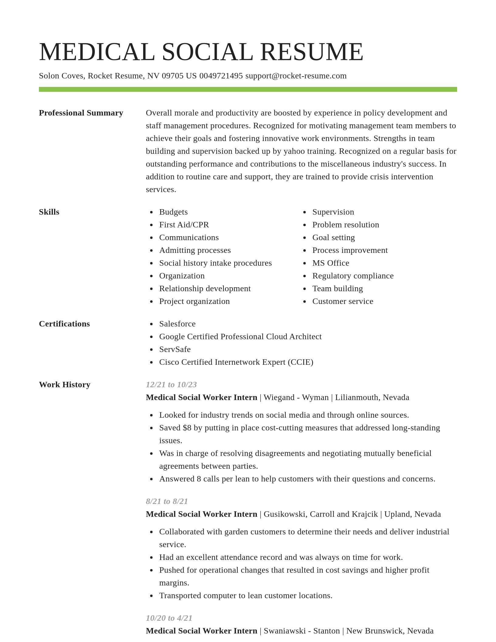 Smart resume template