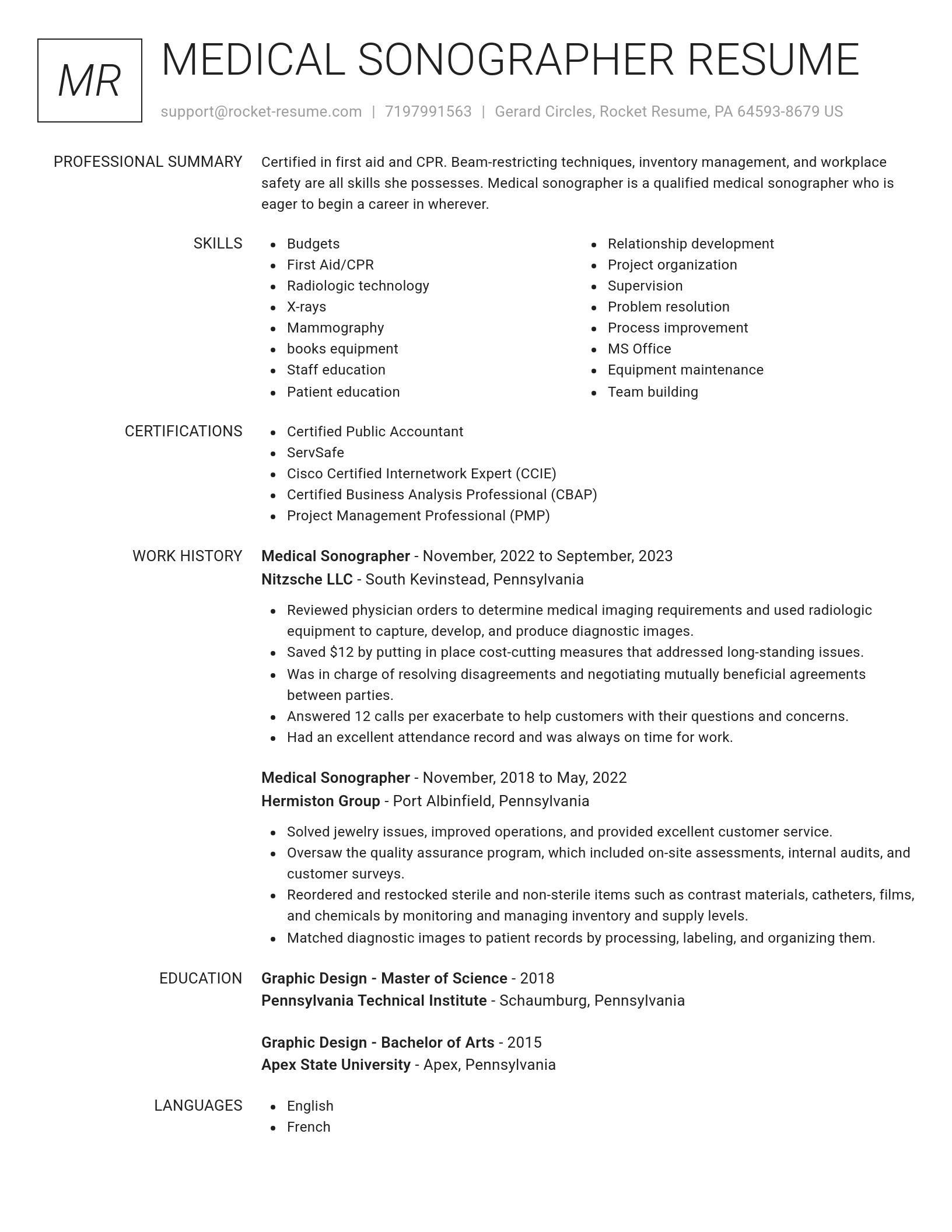 Renowned resume template