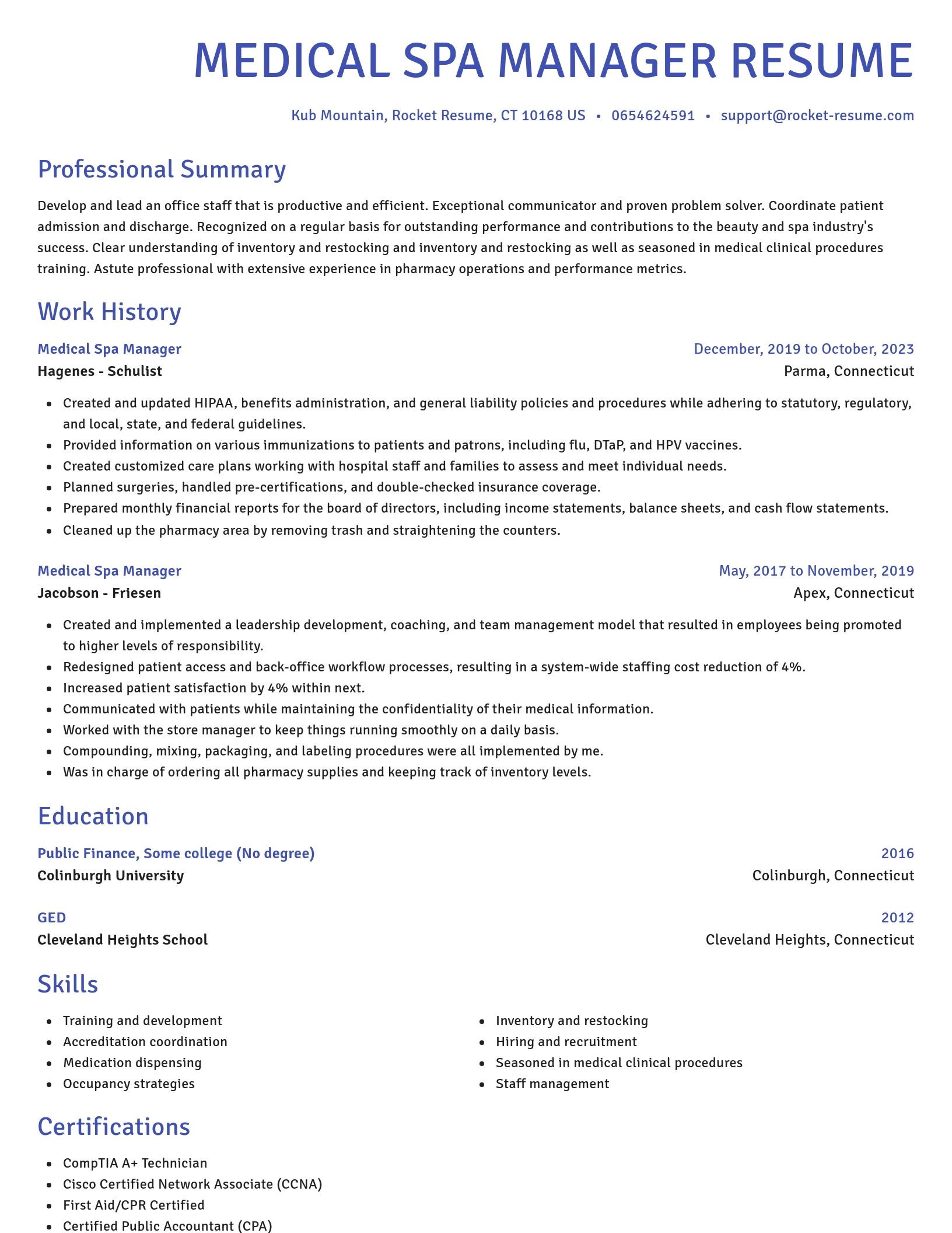 Novel resume template
