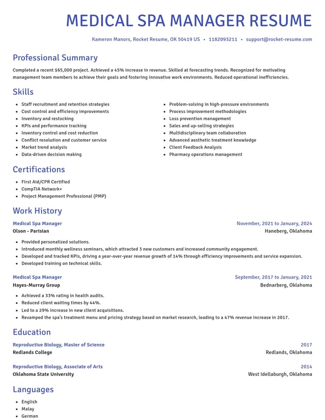 Novel resume template