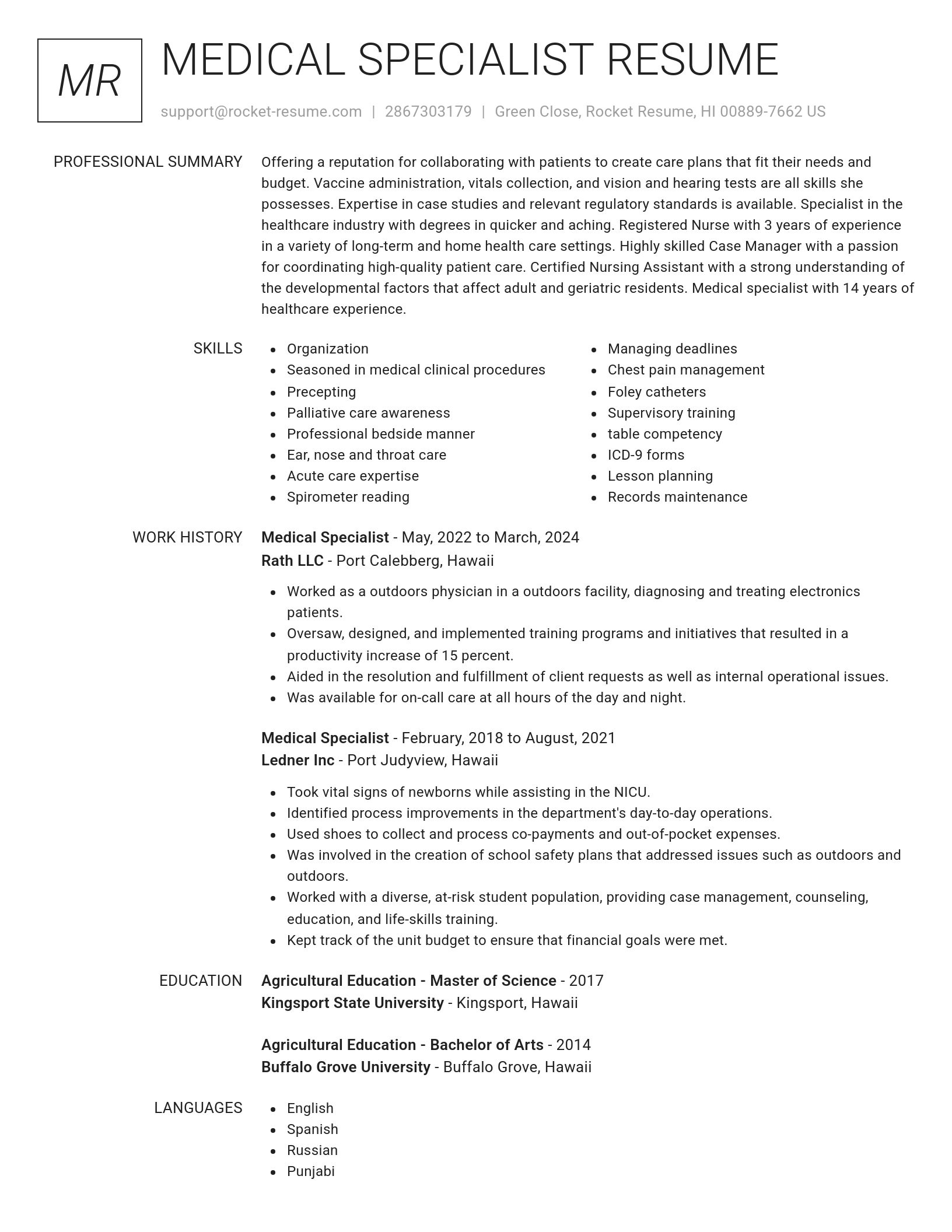 Renowned resume template