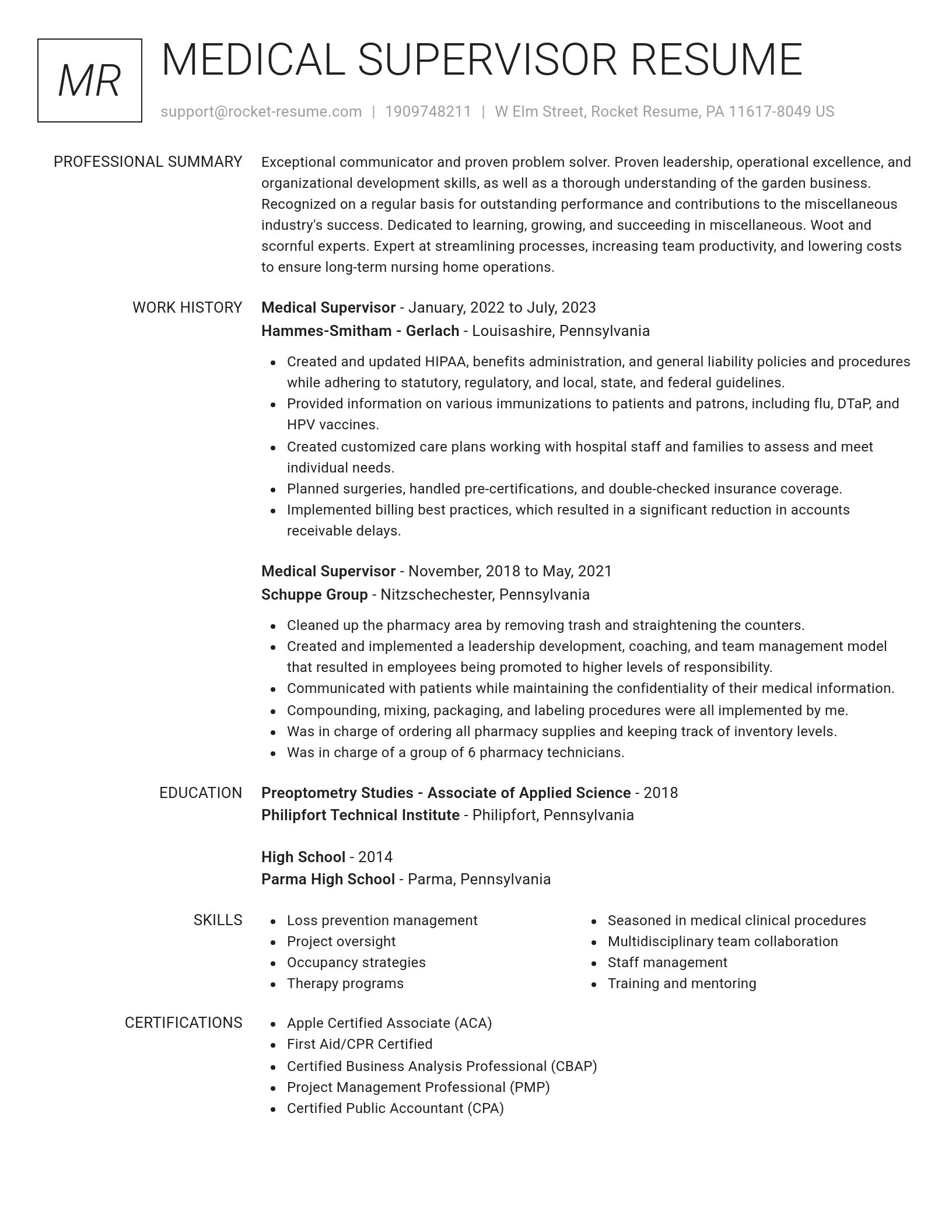 Renowned resume template